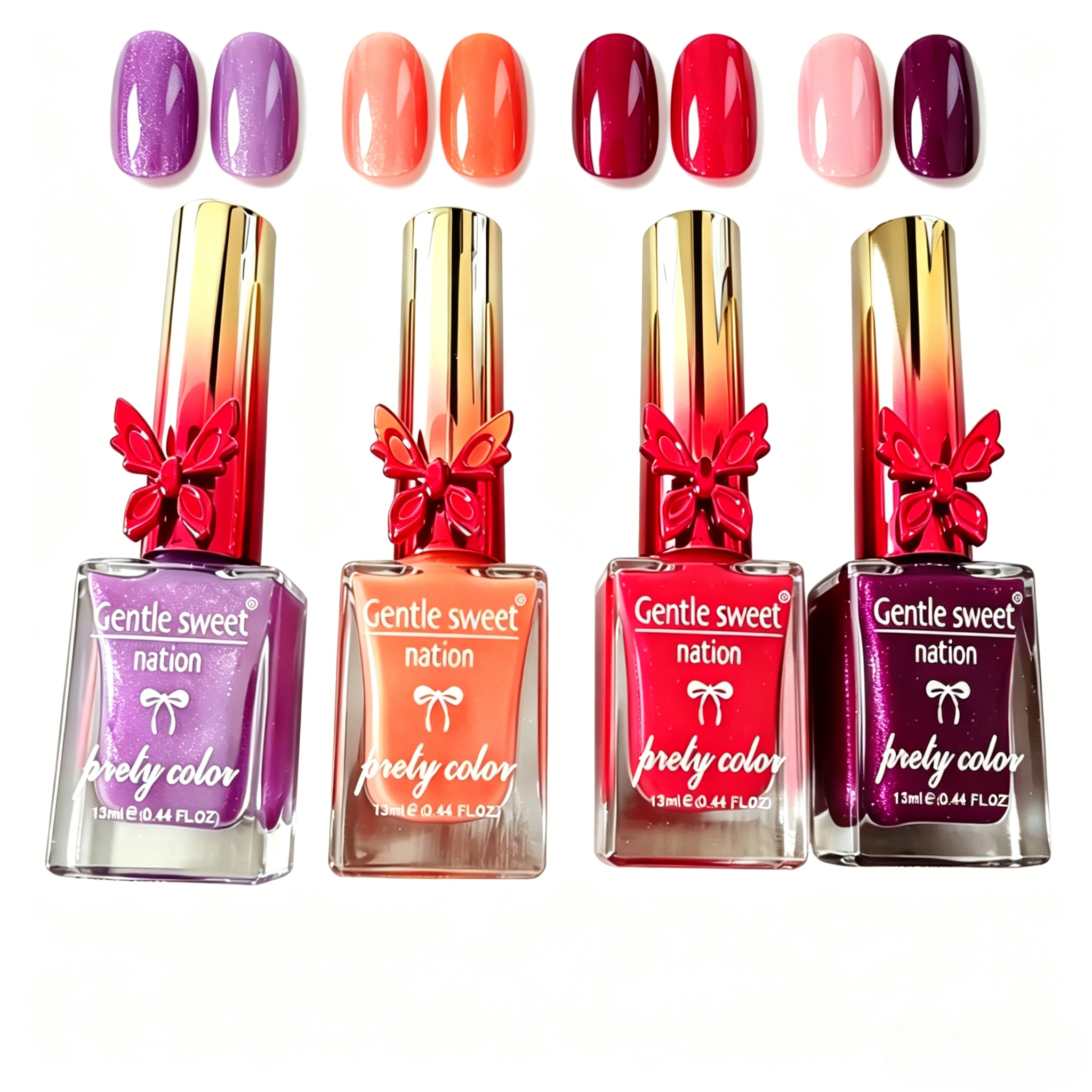 Long Lasting 4 Colors Nail Polish Set, Quick Dry Crack Resistant Nail Varnish, Glossy Waterproof Daily Party Manicure for African Ladies
