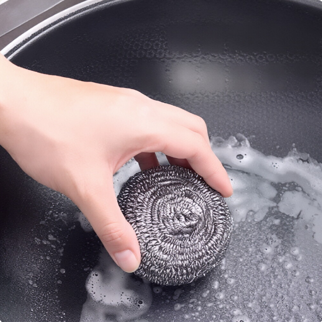 6 Pcs Stainless Steel Scrubber, Heavy Duty Metal Scouring Pad, Reusable Steel Wool Cleaner for Pot, Pan, Kitchen & Bathroom