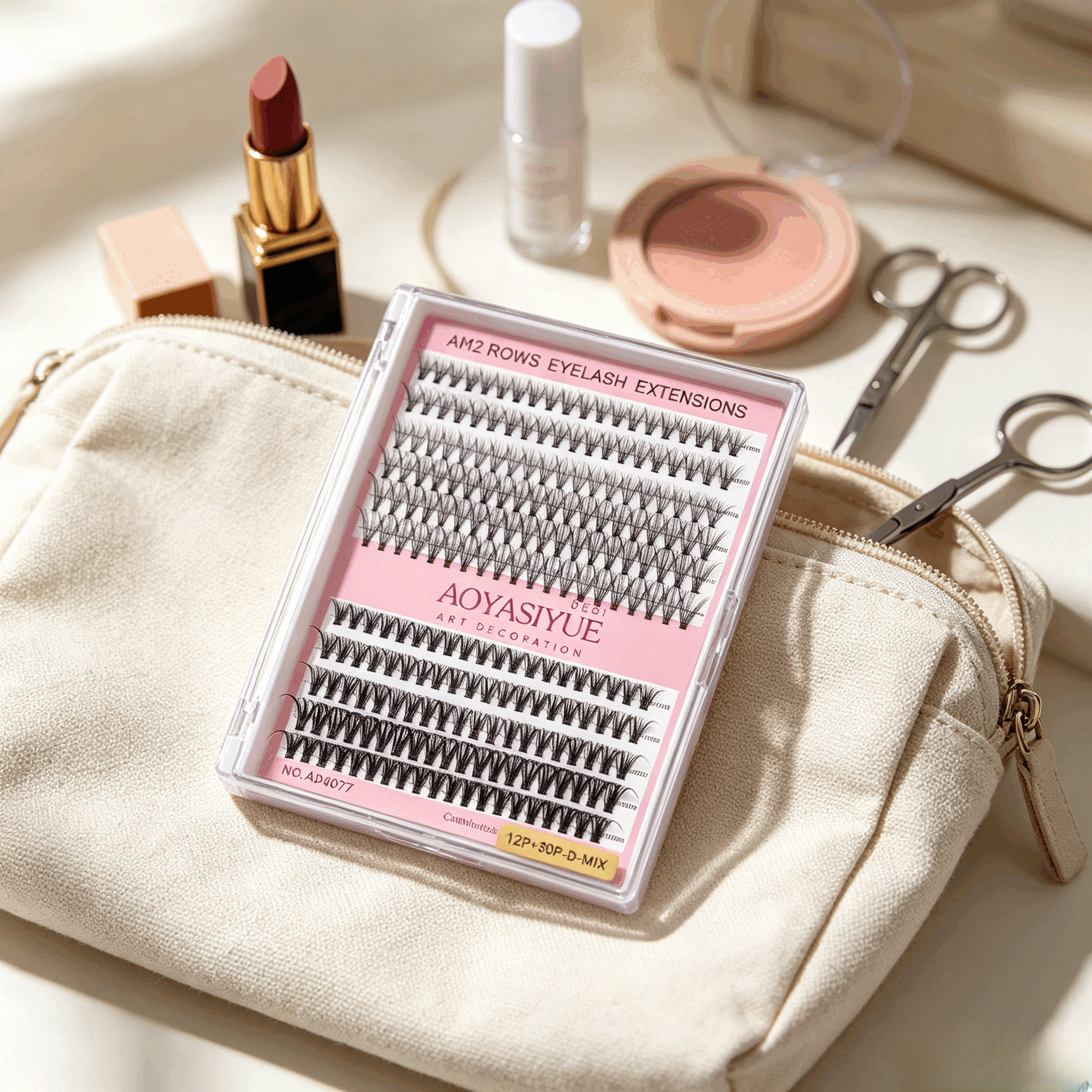 11 Rows Cluster Eyelash Extensions Kit with Glue, 12P+30P Mixed 9-16mm D Curl Individual Lashes, Soft Light Natural Fit DIY Home Lash Extensions For Kenyan Women view 6
