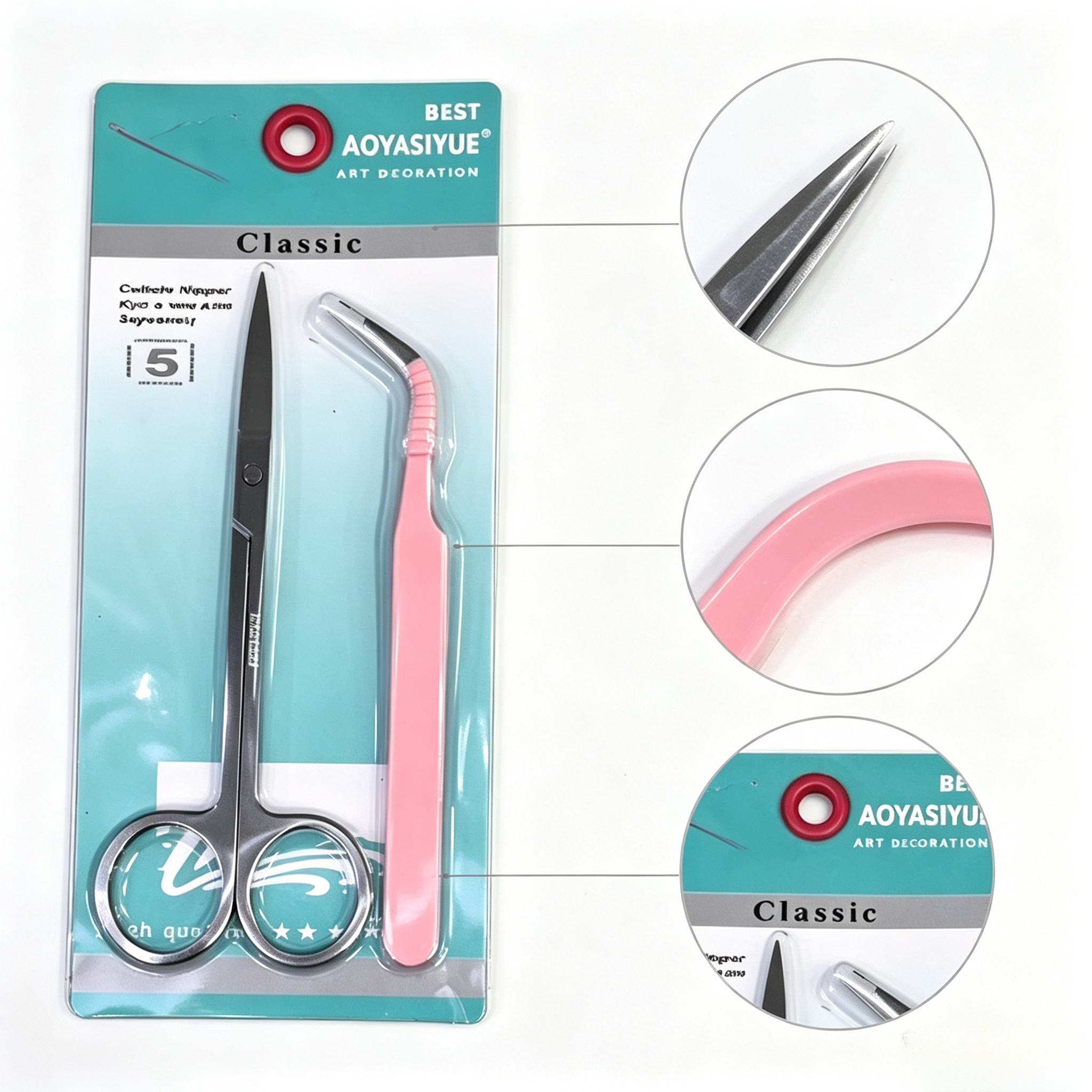 2Pcs Lash Tweezer & Scissors Set Professional Precision Eyebrow Trimming Tools DIY Eyelash Extension Makeup Kit For Kenyan Women