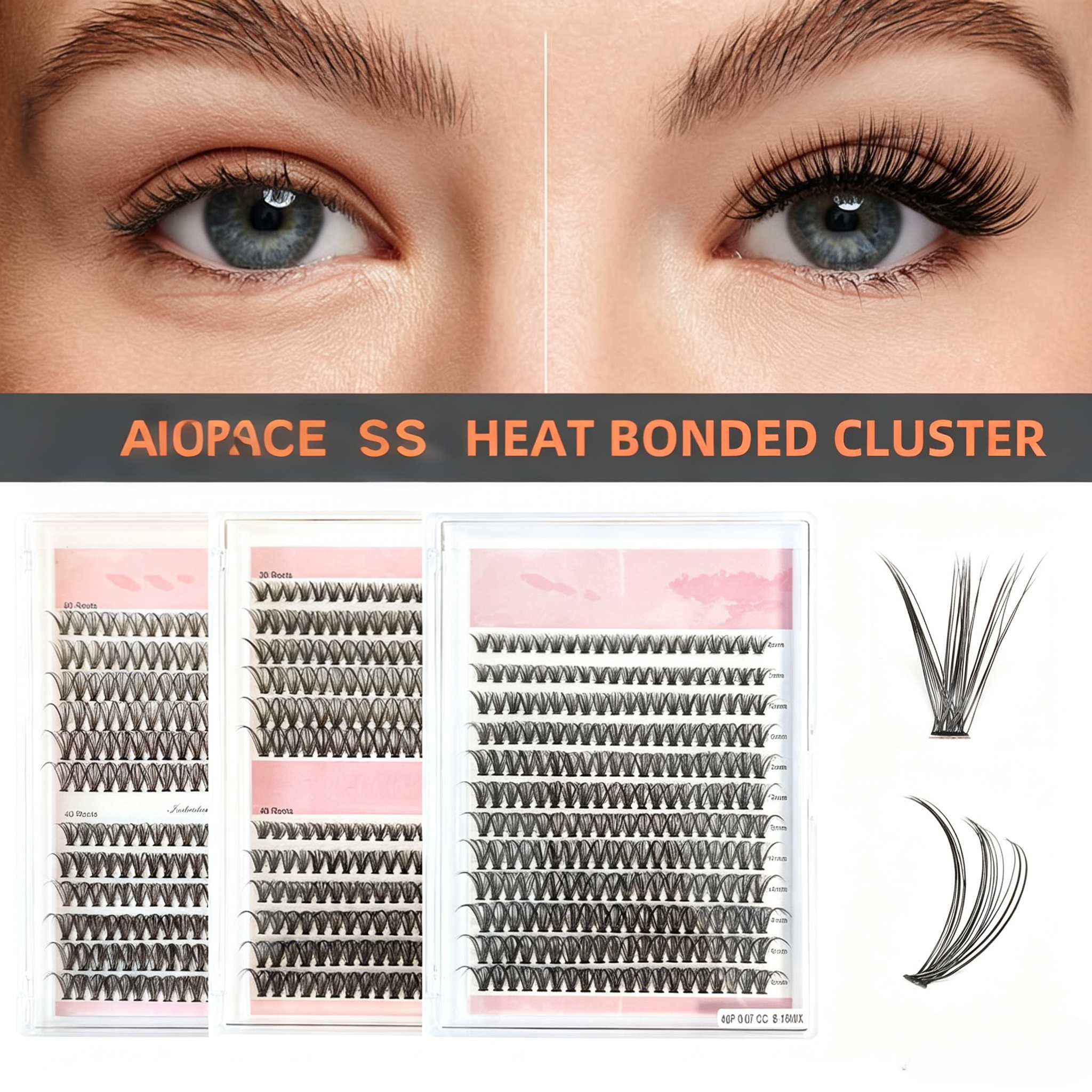11 Rows Cluster Eyelash Extensions Kit with Glue, 12P+30P Mixed 9-16mm D Curl Individual Lashes, Soft Light Natural Fit DIY Home Lash Extensions For Kenyan Women view 2