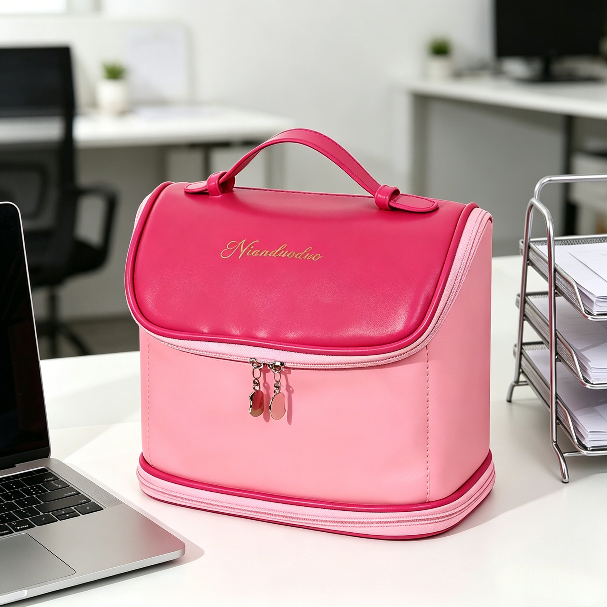 Large Capacity Waterproof PU Travel Cosmetic Bag, Portable Multifunctional Toiletry Bag, Women Makeup Storage Pouch for Travel & Bathroom