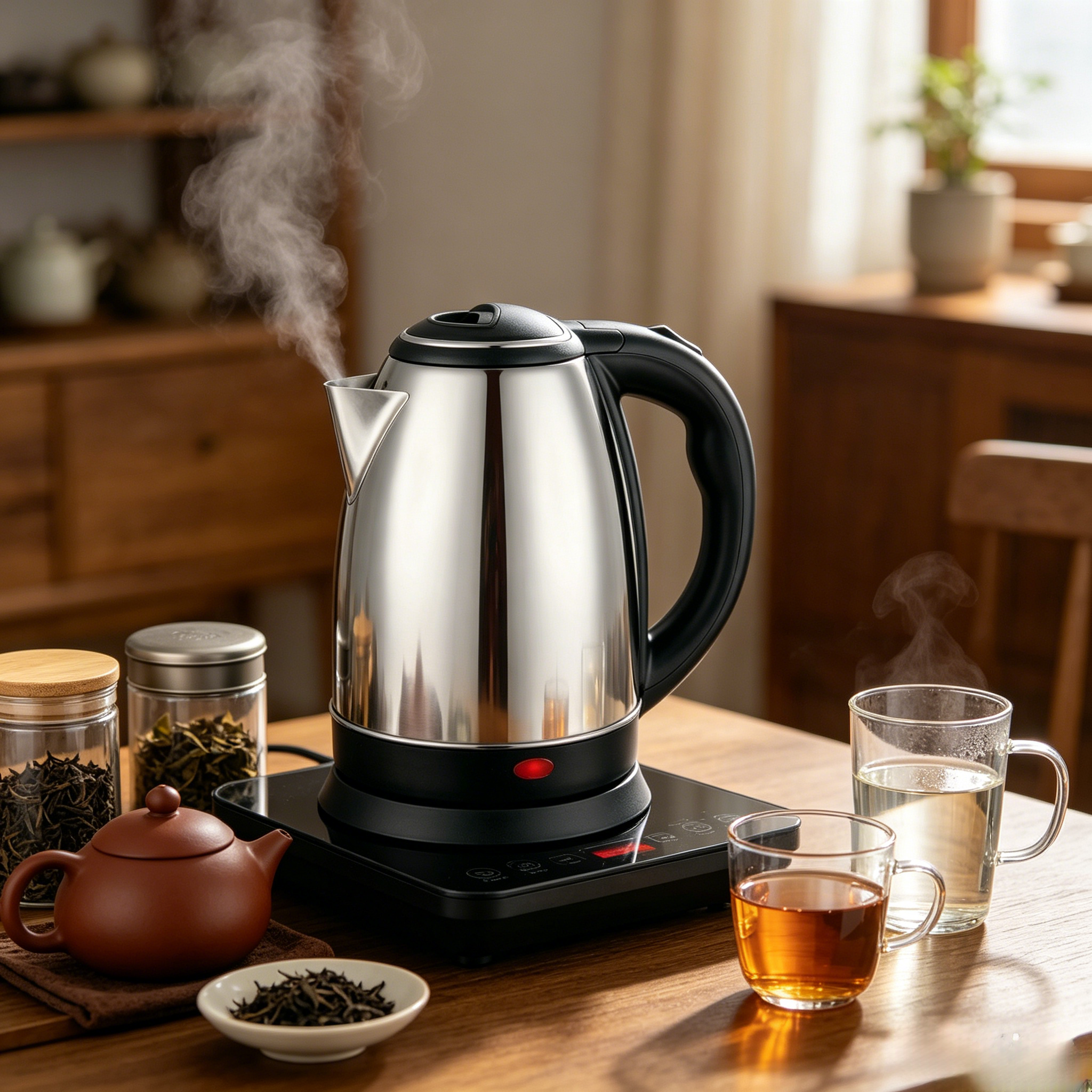 2.2L Stainless Steel Cordless Electric Kettle 1500W Fast Boil Water Boiler, Auto Shut Off & Anti Dry Protection, Anti-Splash U Spout Large Capacity Electric Water Heater for Home Kitchen Office Use