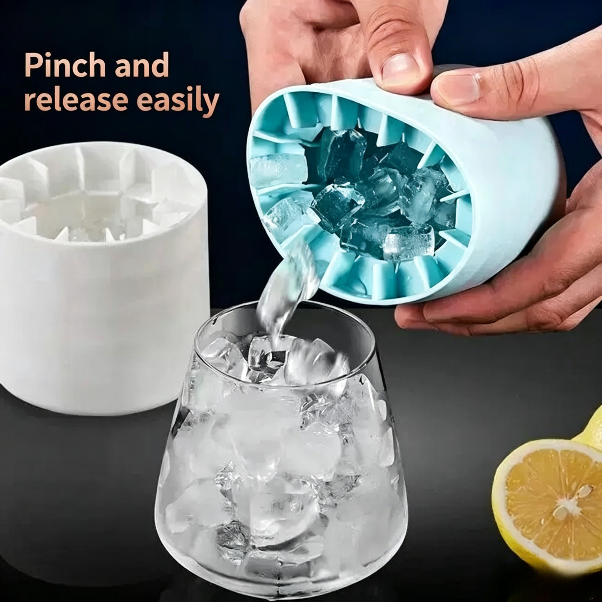 2Pcs Round Silicone Ice Cube Tray With Lid  Reusable Ice Maker Mold For Home Kitchen