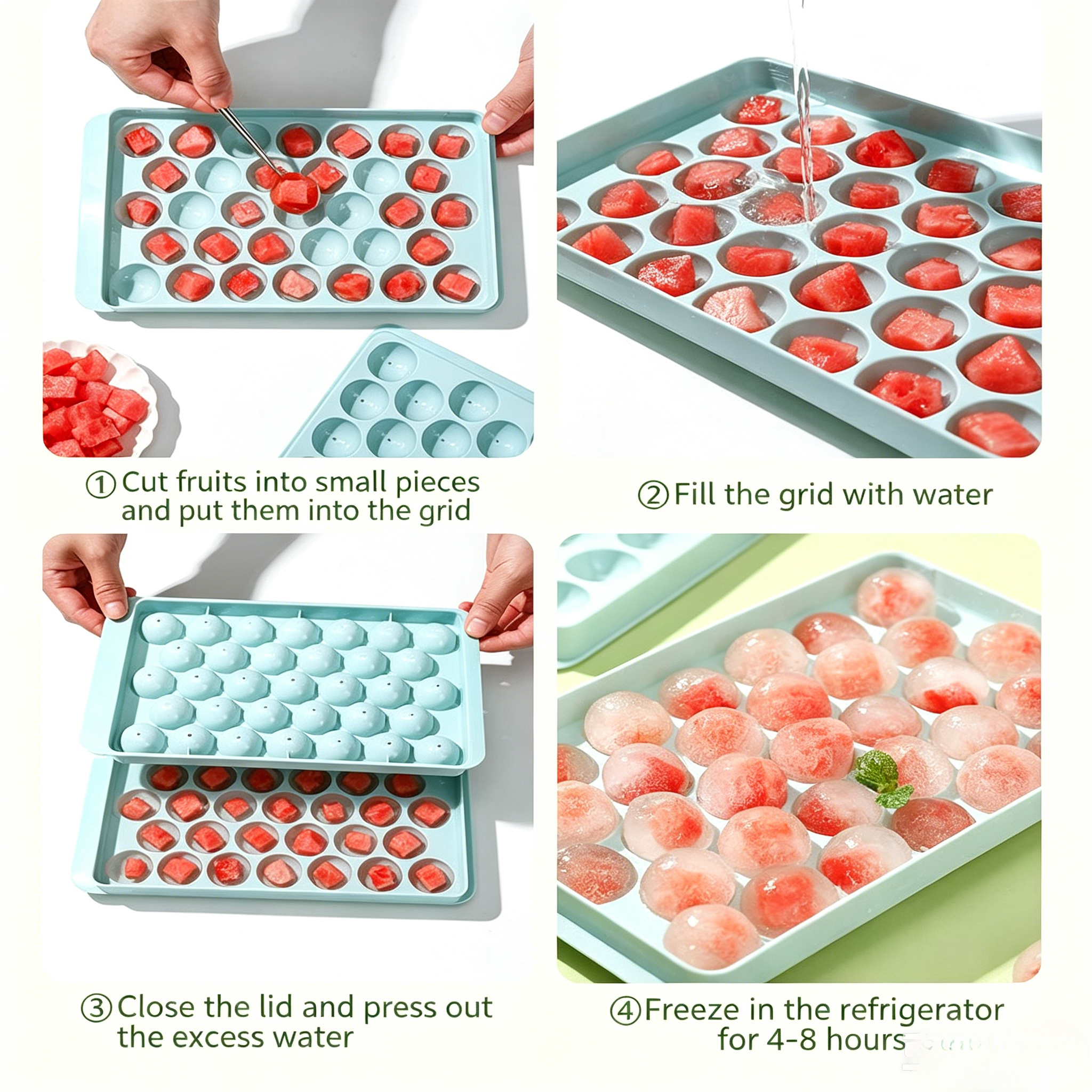 2Pcs Round Silicone Ice Cube Tray With Lid  Reusable Ice Maker Mold For Home Kitchen