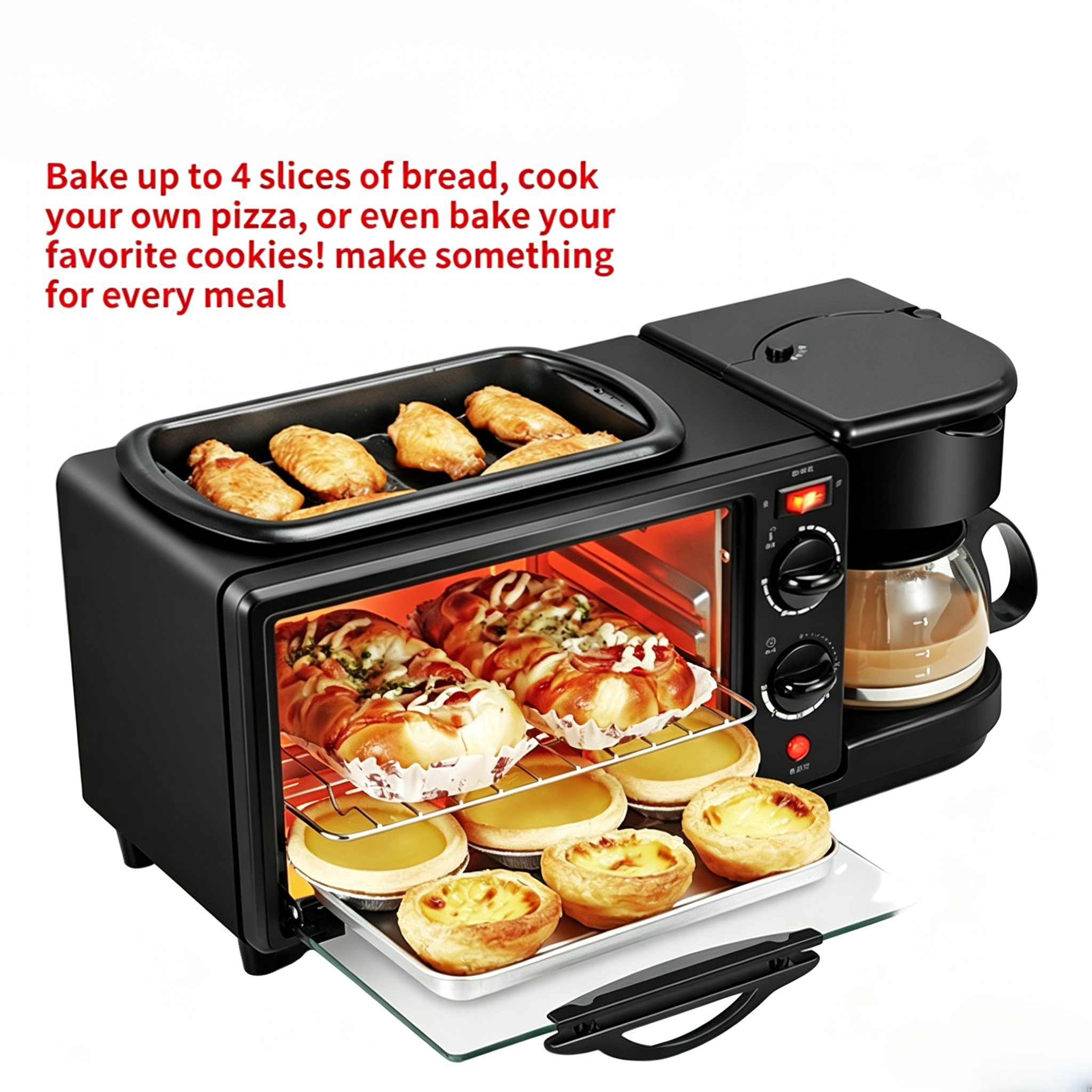 3 In 1 MultiFunction Reki Breakfast Maker Machine with 12L oven Maker Machine with Grill, Tea-Coffee Maker