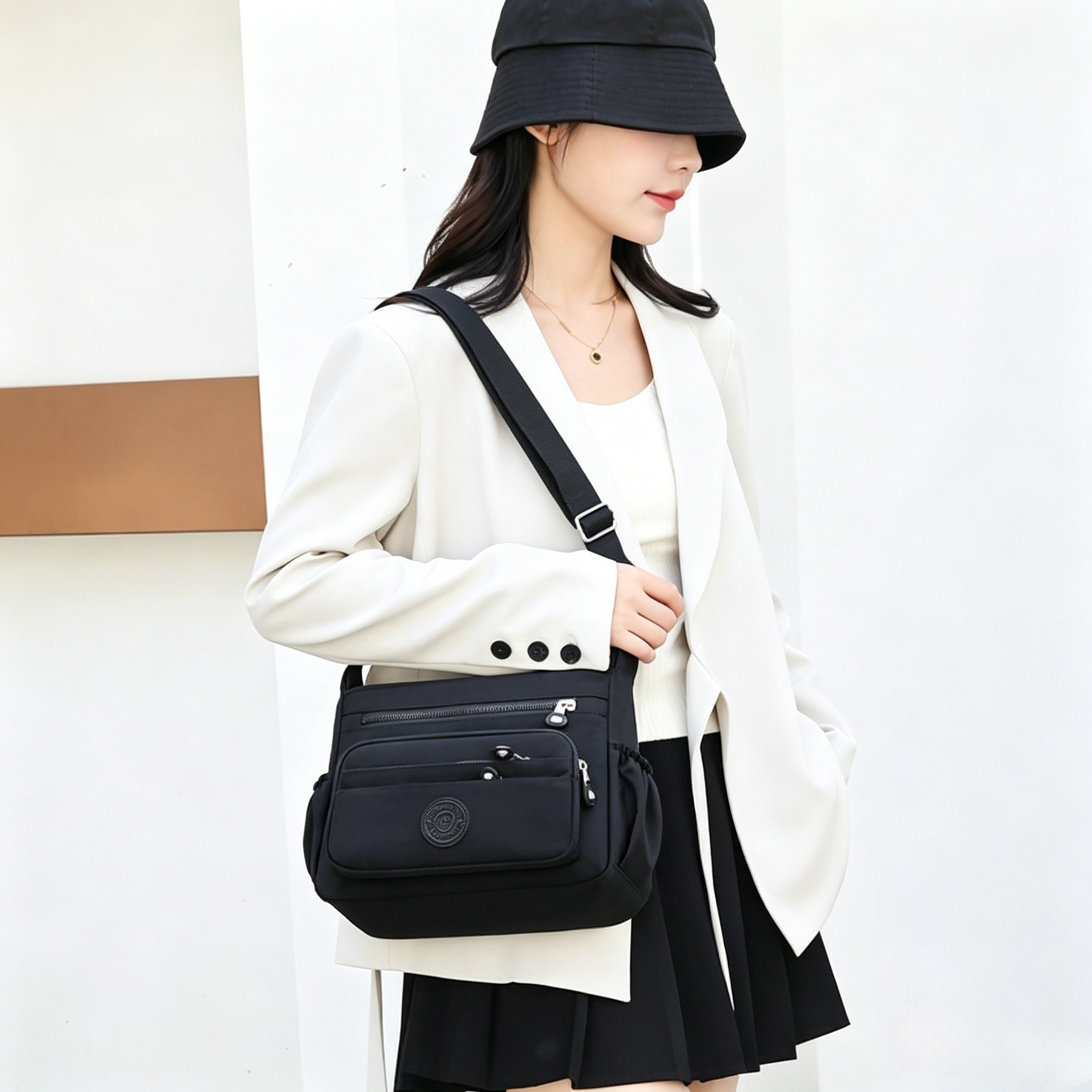 Women Multi Compartment Crossbody Bag Big Space Waterproof Ladies Shoulder Bag Adjustable Strap Daily Travel Shopping Handbag With Coin Pocket