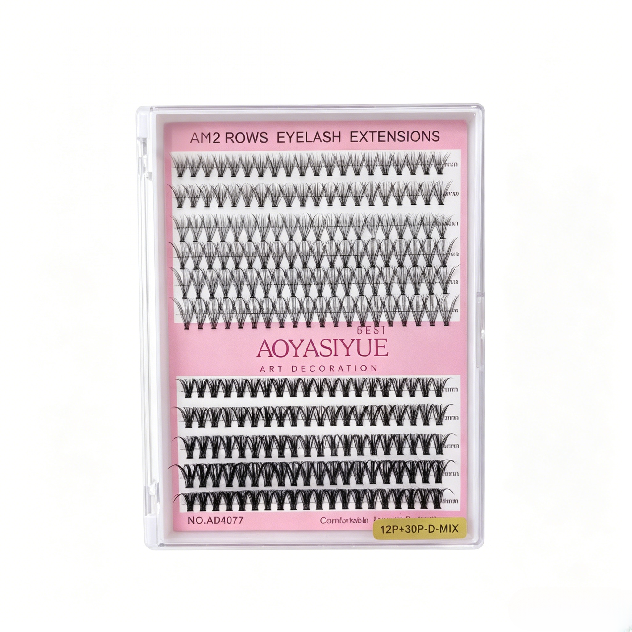 11 Rows Cluster Eyelash Extensions Kit with Glue, 12P+30P Mixed 9-16mm D Curl Individual Lashes, Soft Light Natural Fit DIY Home Lash Extensions For Kenyan Women view 4