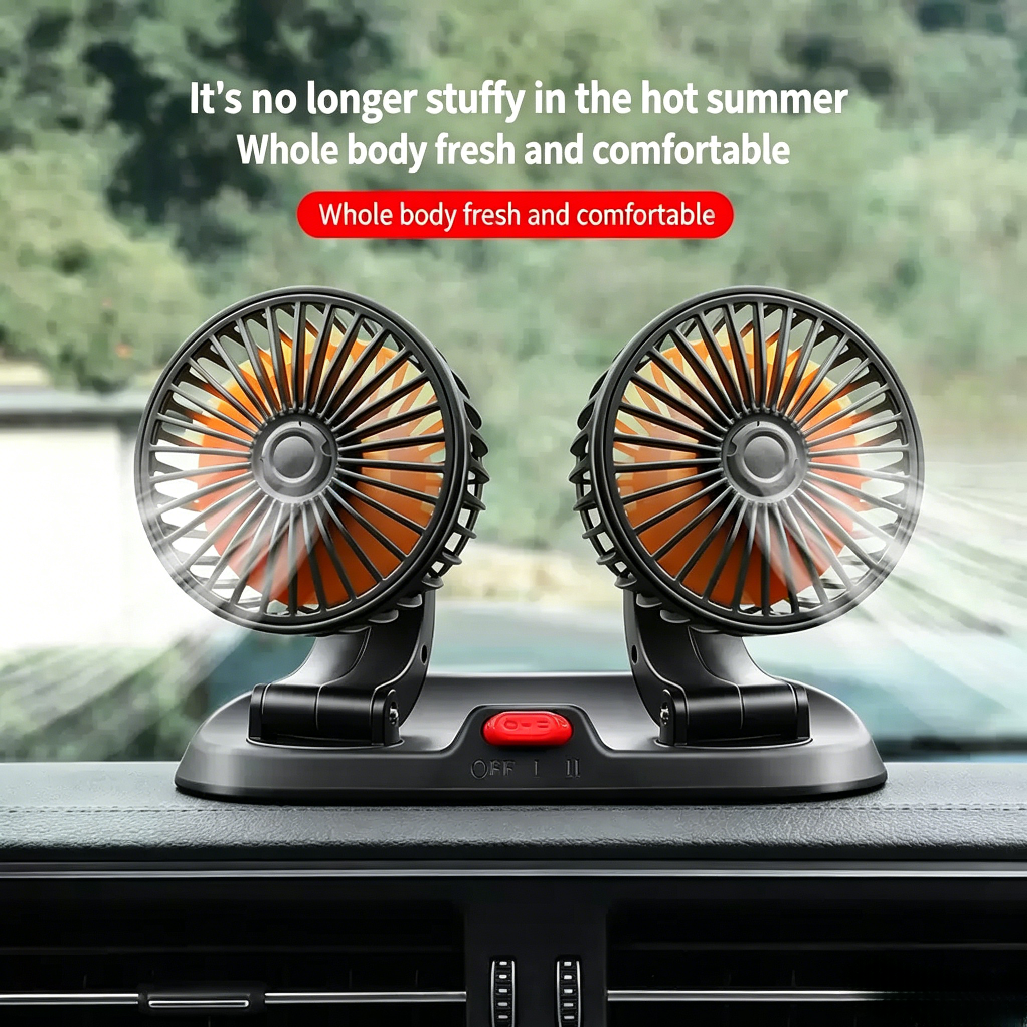 2 speed Double headed vehicle fan Car Fan Electric Car Cooling Fan Dual Head   For Car Truck SUV Electric Vehicle 12V Cigarette Plug Car Air Cooler