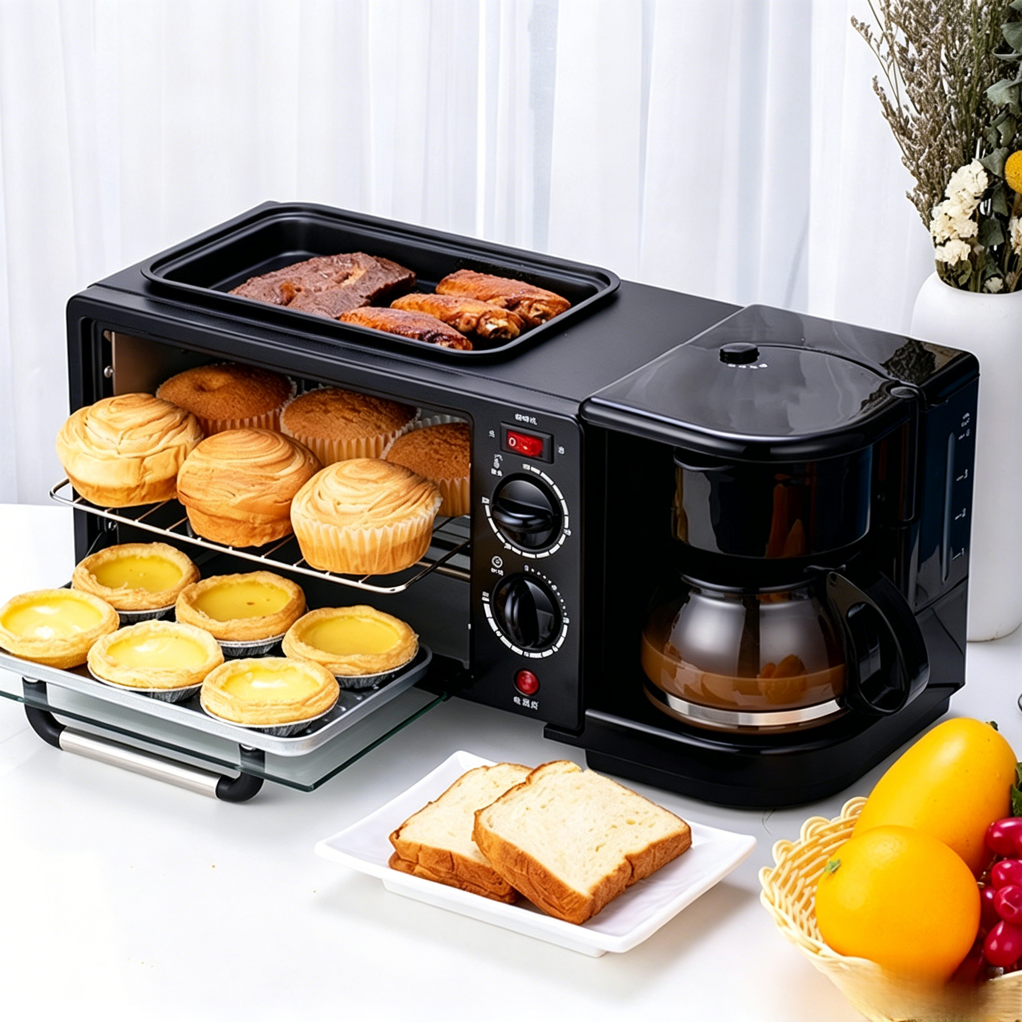 3 In 1 MultiFunction Reki Breakfast Maker Machine with 12L oven Maker Machine with Grill, Tea-Coffee Maker