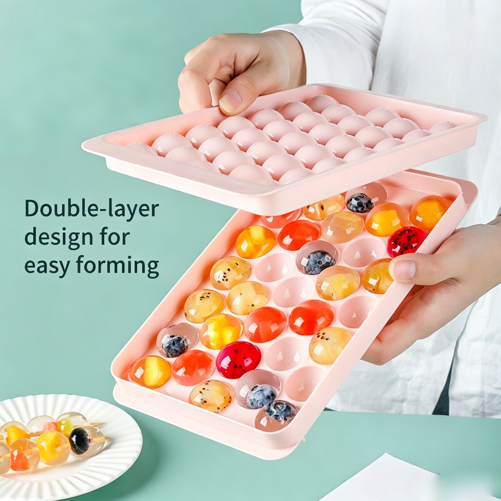 2Pcs Round Silicone Ice Cube Tray With Lid  Reusable Ice Maker Mold For Home Kitchen