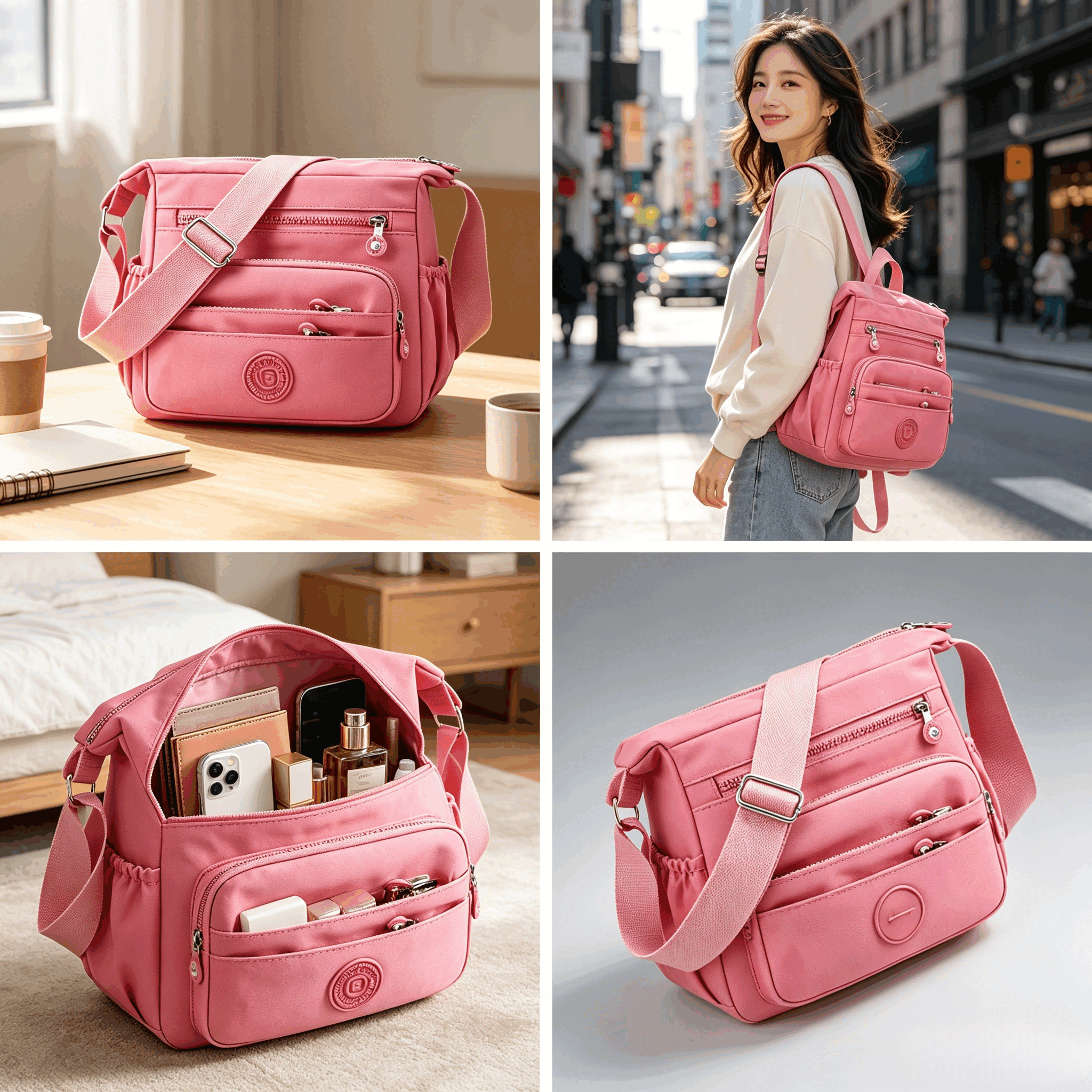 Women Multi Compartment Crossbody Bag Big Space Waterproof Ladies Shoulder Bag Adjustable Strap Daily Travel Shopping Handbag With Coin Pocket