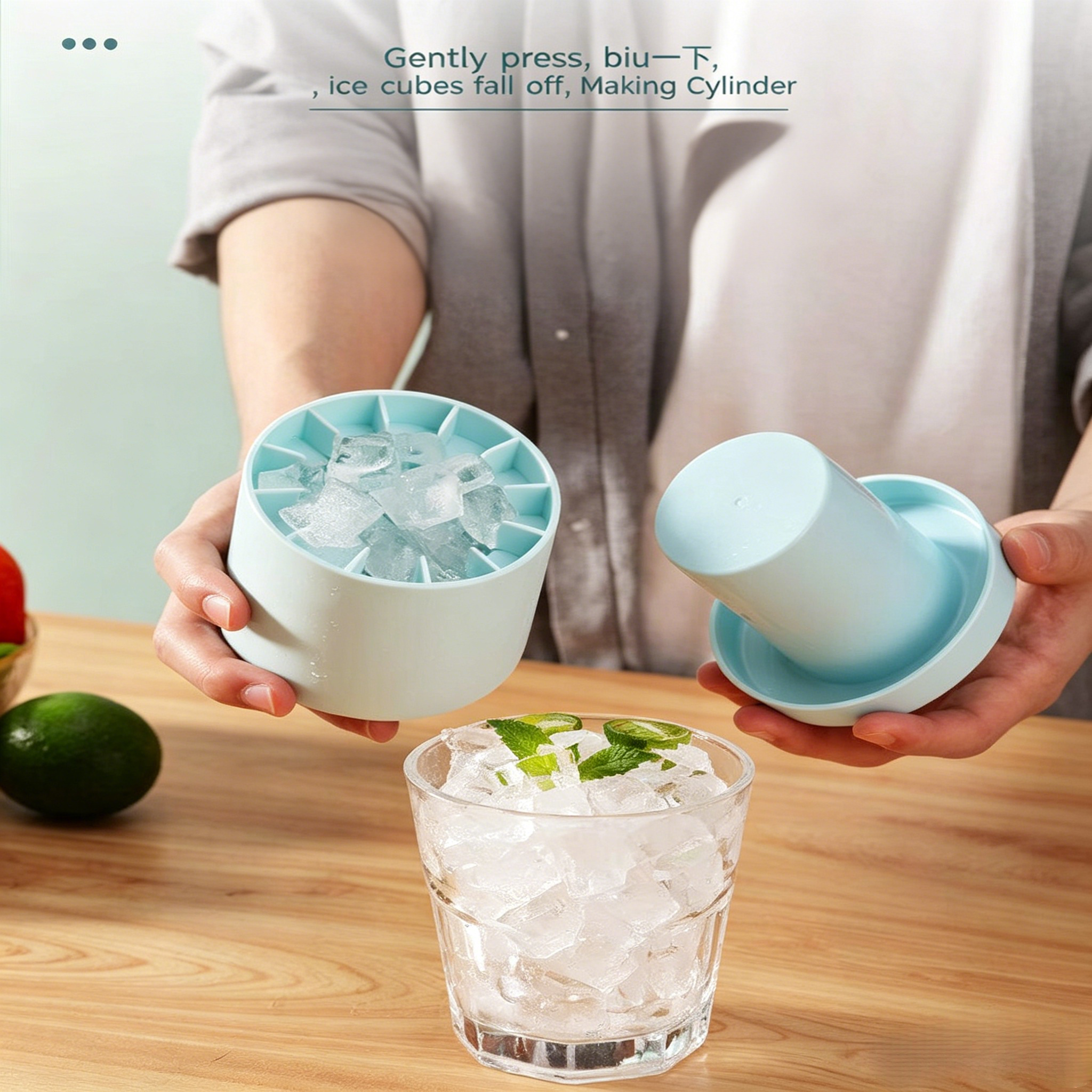 2Pcs Round Silicone Ice Cube Tray With Lid  Reusable Ice Maker Mold For Home Kitchen