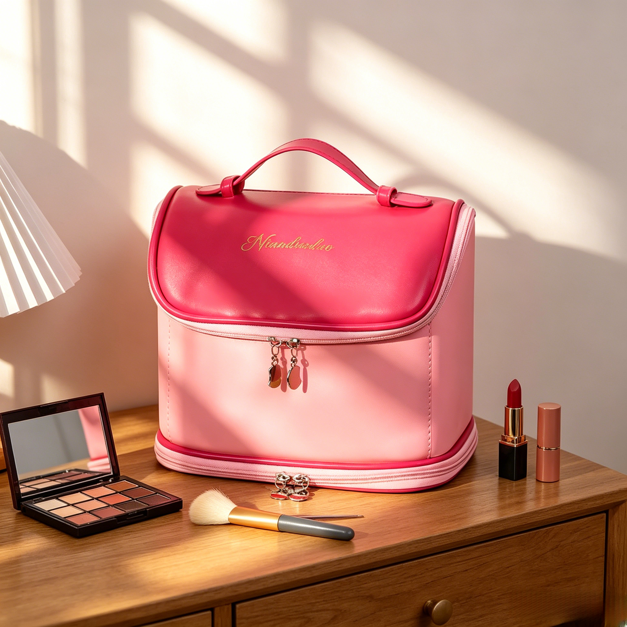 Large Capacity Waterproof PU Travel Cosmetic Bag, Portable Multifunctional Toiletry Bag, Women Makeup Storage Pouch for Travel & Bathroom