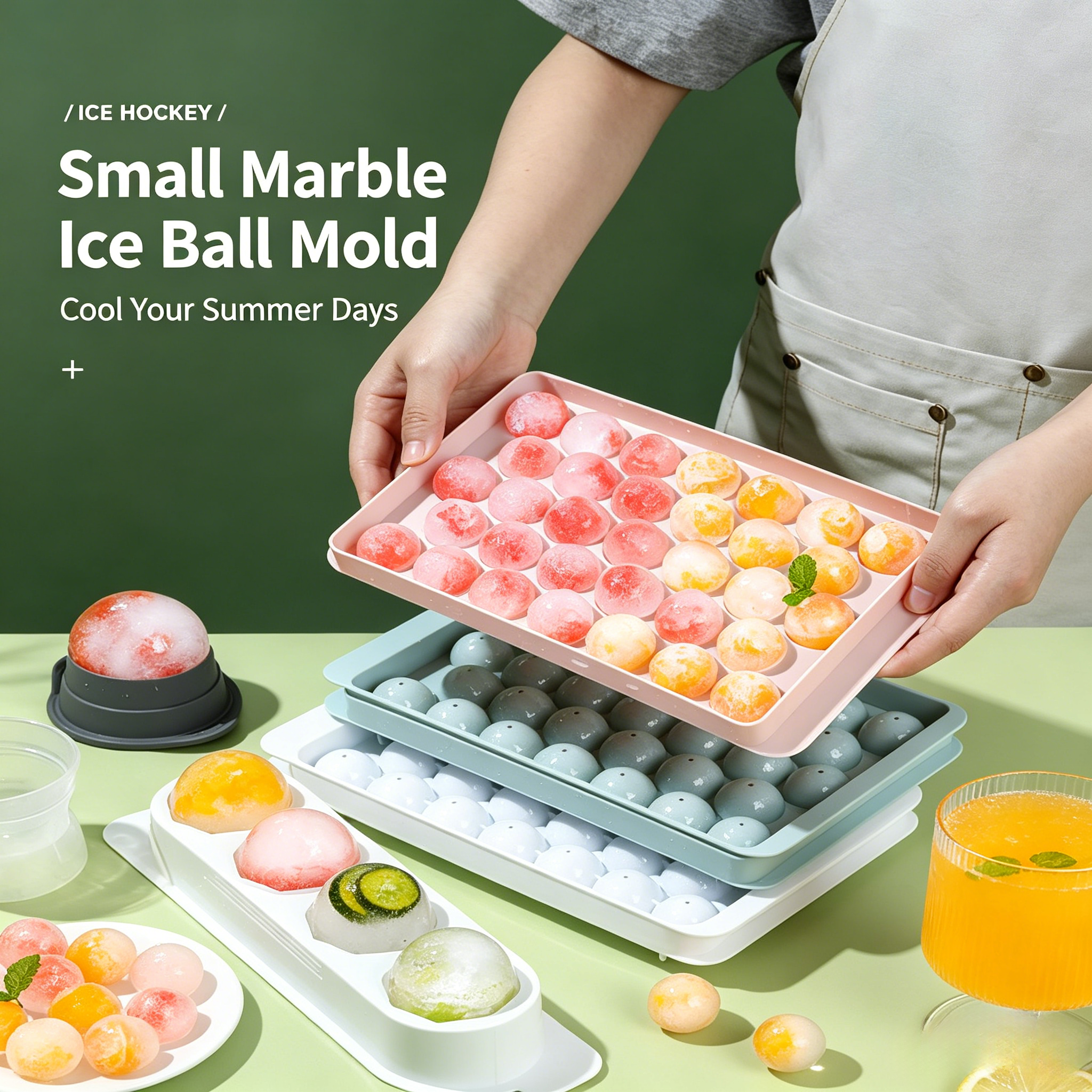 2Pcs Round Silicone Ice Cube Tray With Lid  Reusable Ice Maker Mold For Home Kitchen