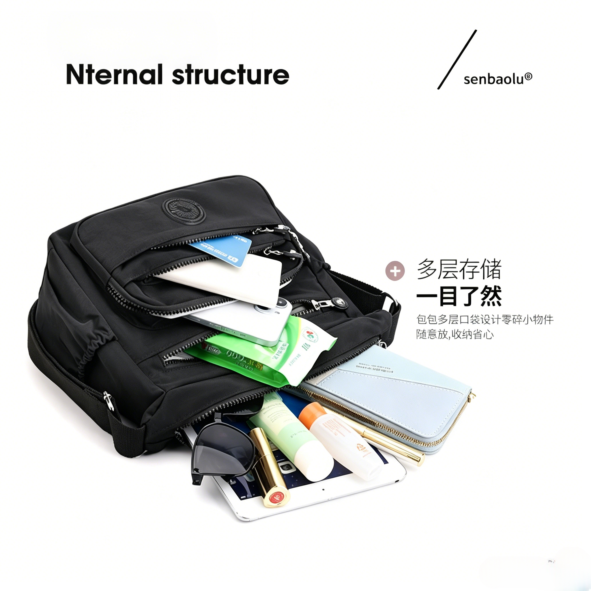 Women Multi Compartment Crossbody Bag Big Space Waterproof Ladies Shoulder Bag Adjustable Strap Daily Travel Shopping Handbag With Coin Pocket