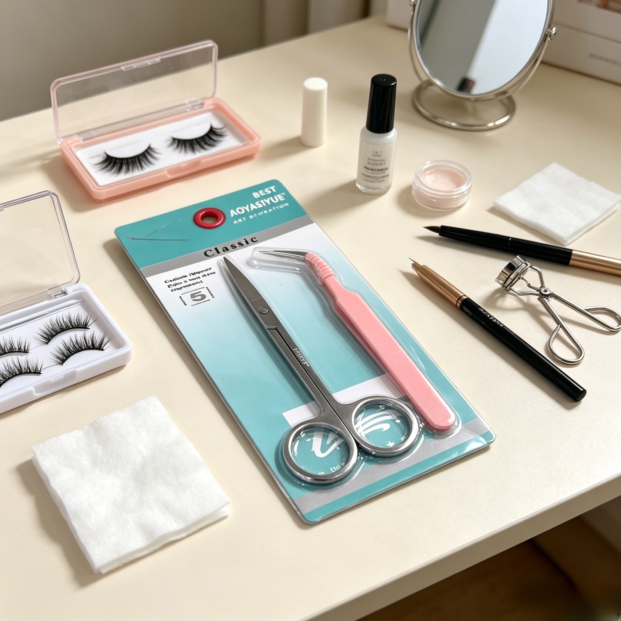 2Pcs Lash Tweezer & Scissors Set Professional Precision Eyebrow Trimming Tools DIY Eyelash Extension Makeup Kit For Kenyan Women view 6