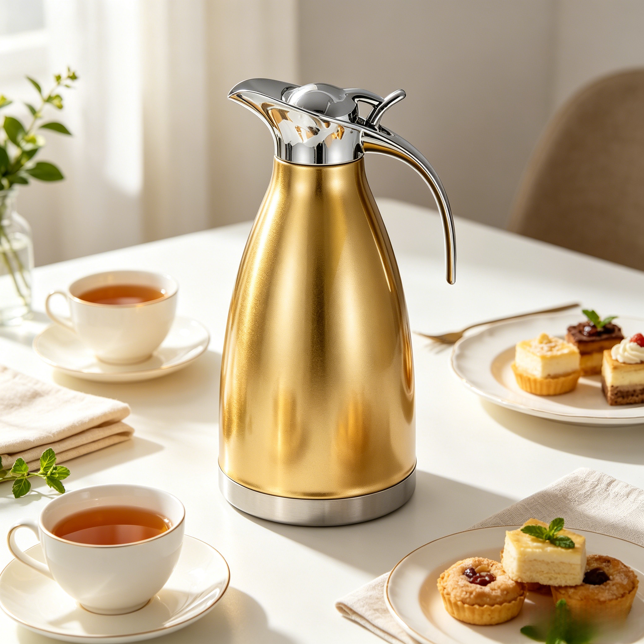2.0L Stainless Steel Vacuum Coffee Pot Vacuum Thermos Flask Kettle  2L Double Wall Heat Retention Beverage Carafe for Home Kitchen Office Use，insulated water carafe、hot cold retention jug
