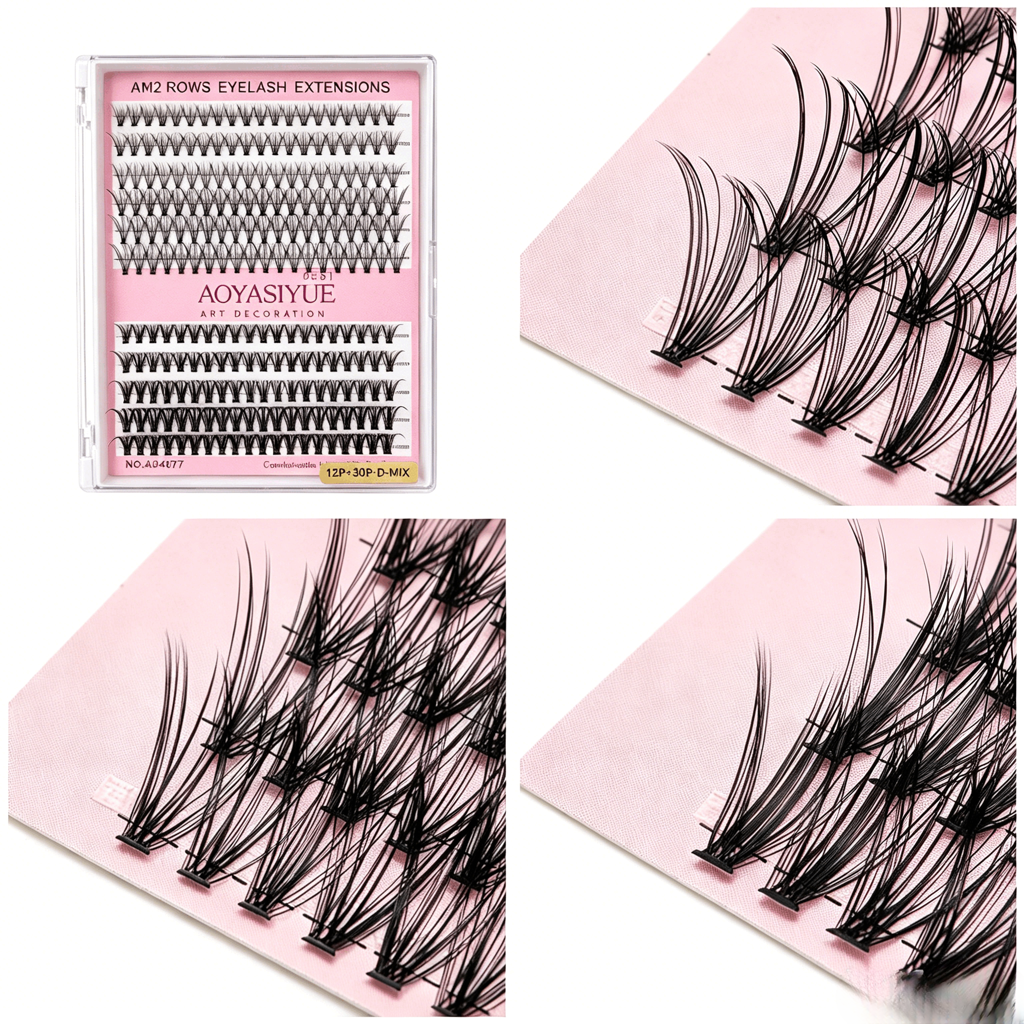 11 Rows Cluster Eyelash Extensions Kit with Glue, 12P+30P Mixed 9-16mm D Curl Individual Lashes, Soft Light Natural Fit DIY Home Lash Extensions For Kenyan Women view 3