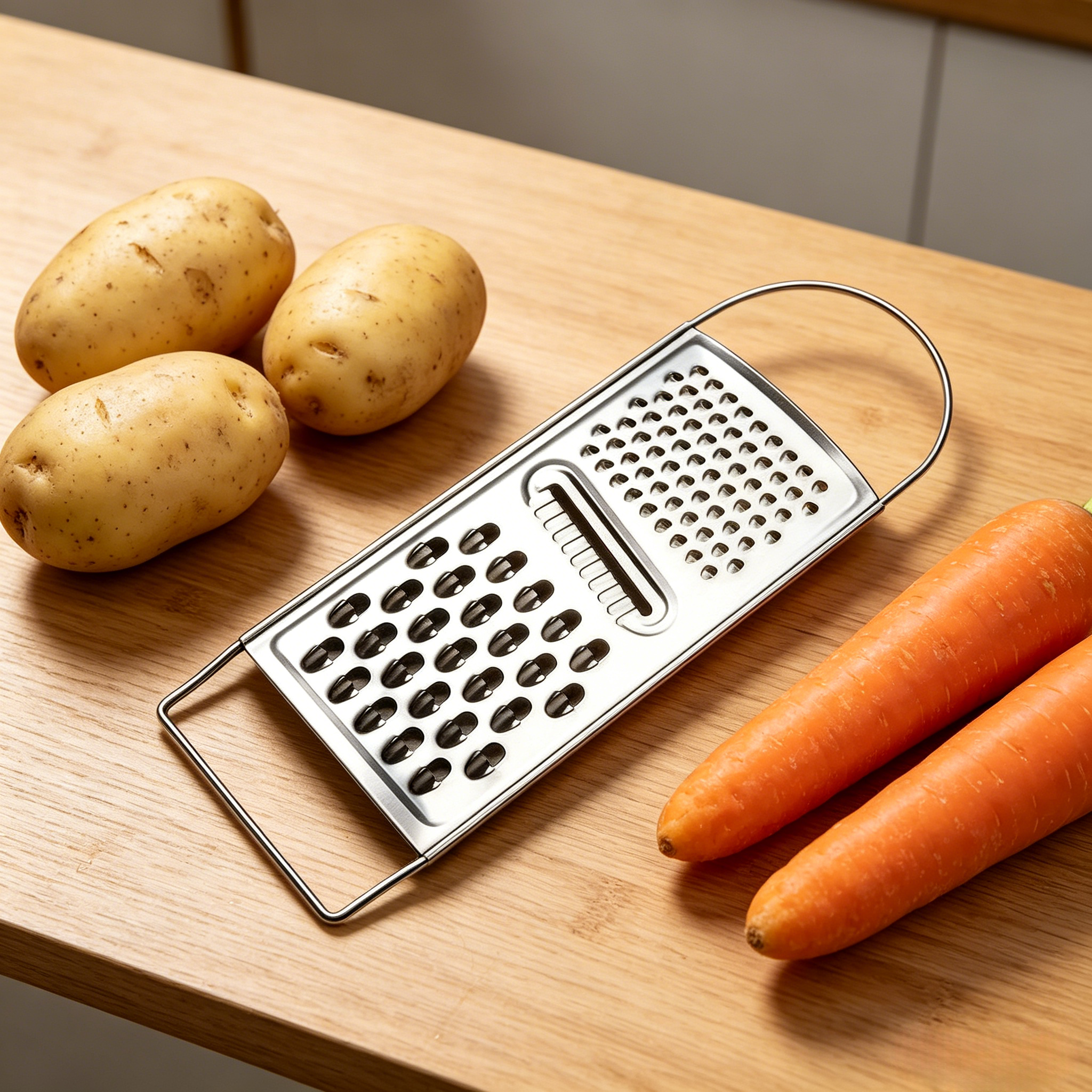 Stainless Steel Kitchen Grater Multi-purpose Vegetable & Cheese Shredder Anti-slip Handle,Carrot Grater & Vegetable Cutter – Potato Peeler, Fruit Slicer,  & Kitchen Tool,Peeler Vegetables Fruit