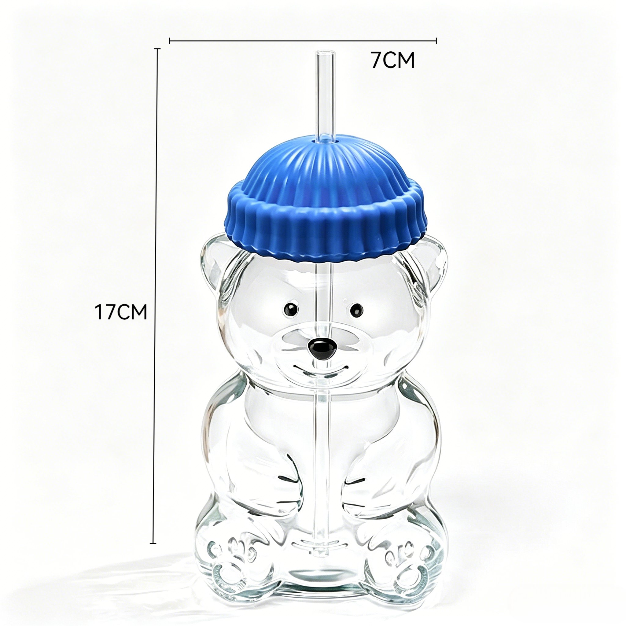 Bear Glass Cup、Glass Tumbler with Lid and Straw,600ml Cute Bear Glass Cup With Lid & Straw, Cartoon Drinking Mug for Juice Milk Coffee, Perfect Gift for Kids & Adults