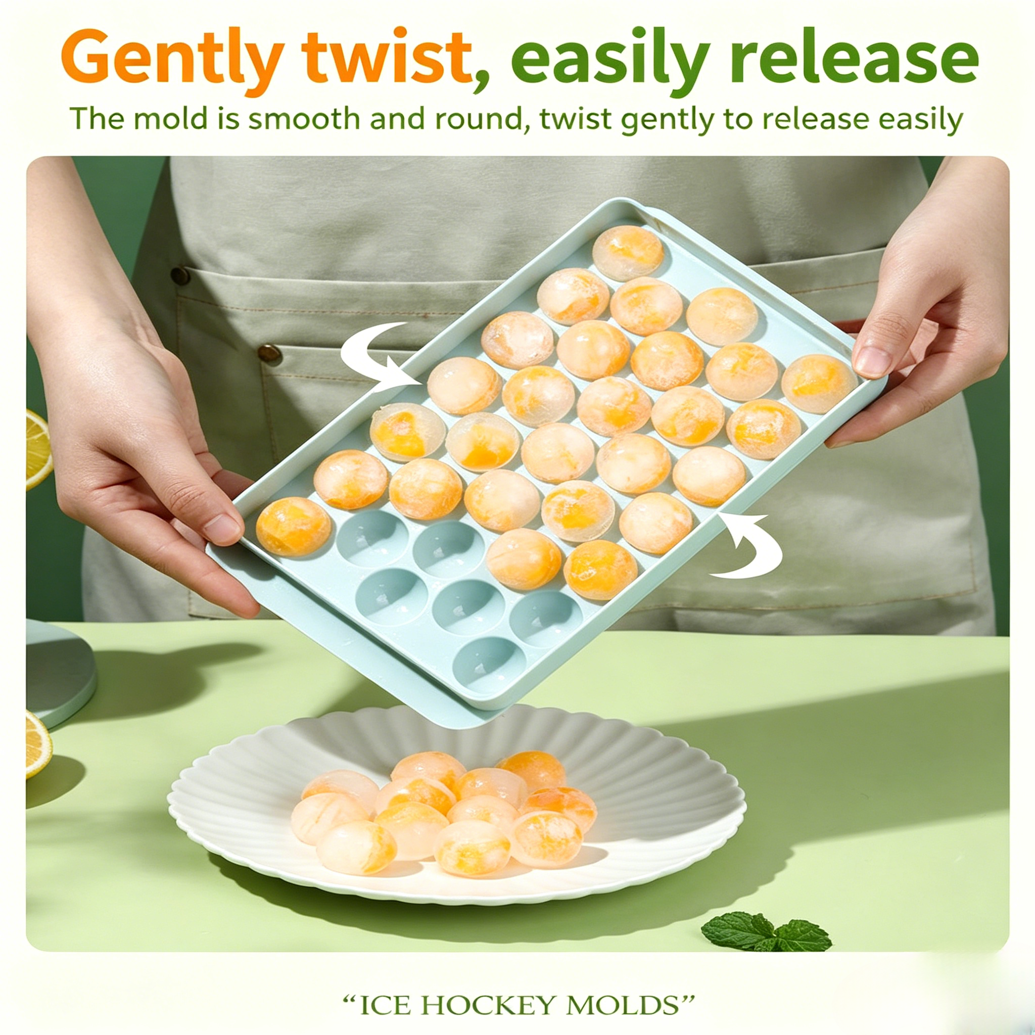 2Pcs Round Silicone Ice Cube Tray With Lid  Reusable Ice Maker Mold For Home Kitchen