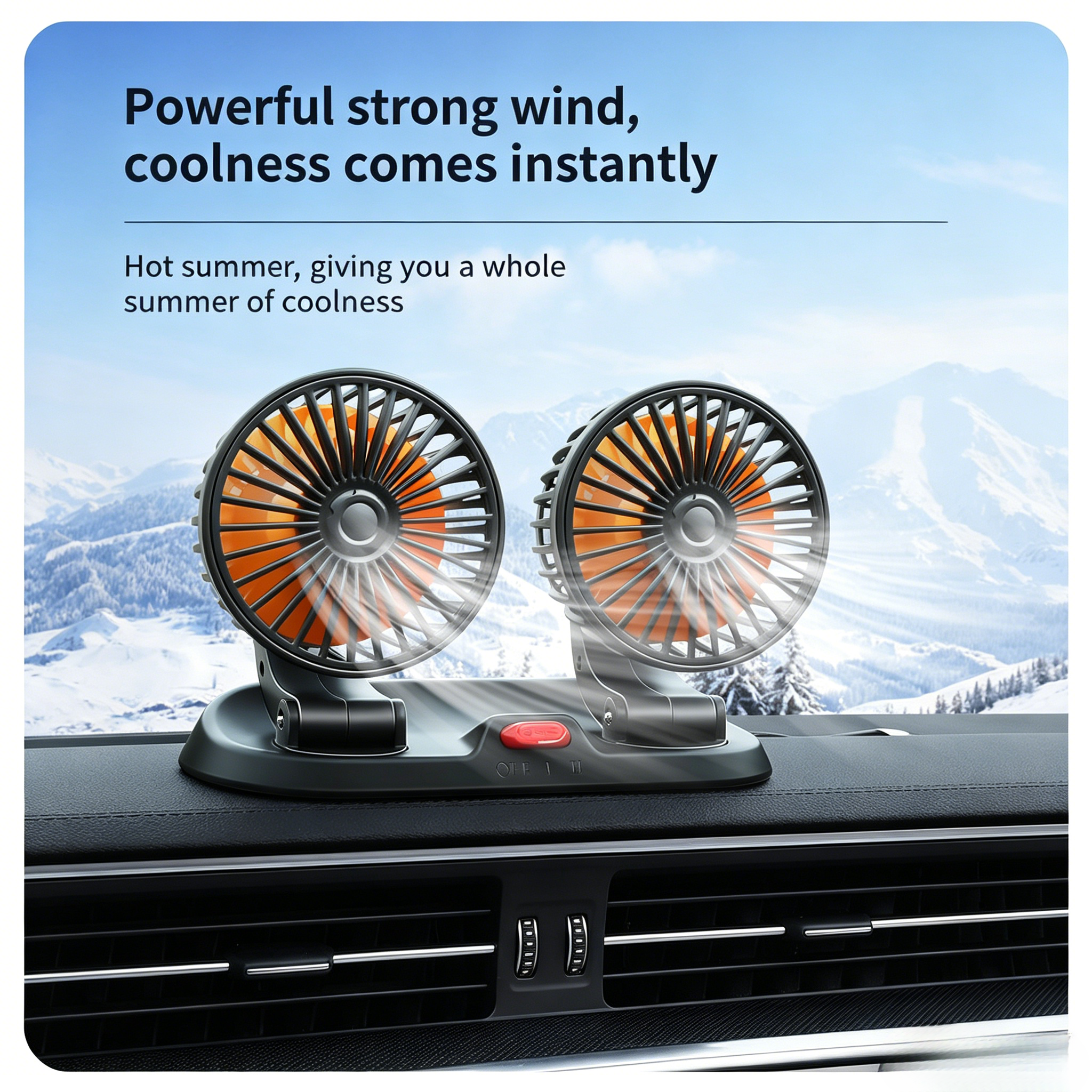 2 speed Double headed vehicle fan Car Fan Electric Car Cooling Fan Dual Head   For Car Truck SUV Electric Vehicle 12V Cigarette Plug Car Air Cooler