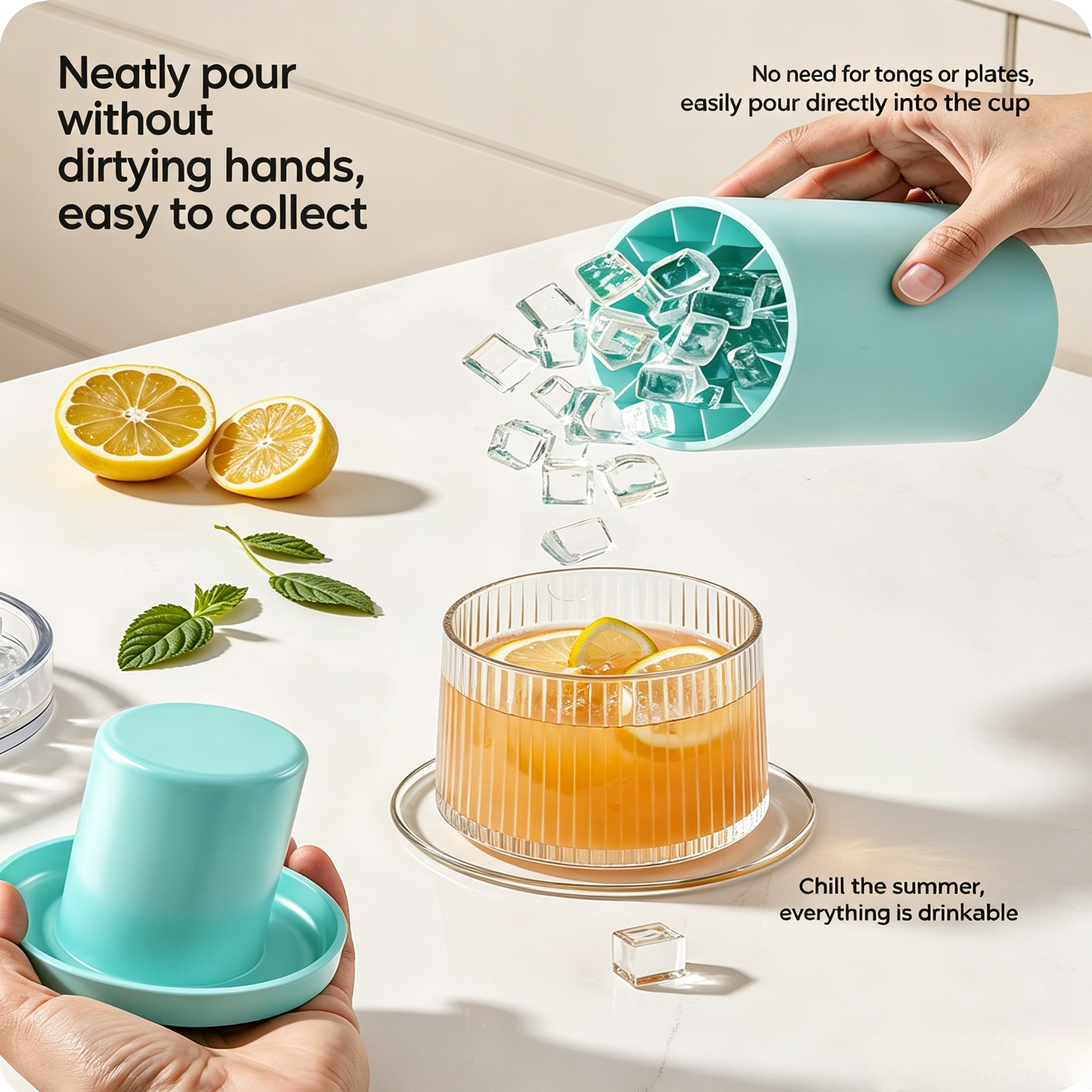 2Pcs Round Silicone Ice Cube Tray With Lid  Reusable Ice Maker Mold For Home Kitchen