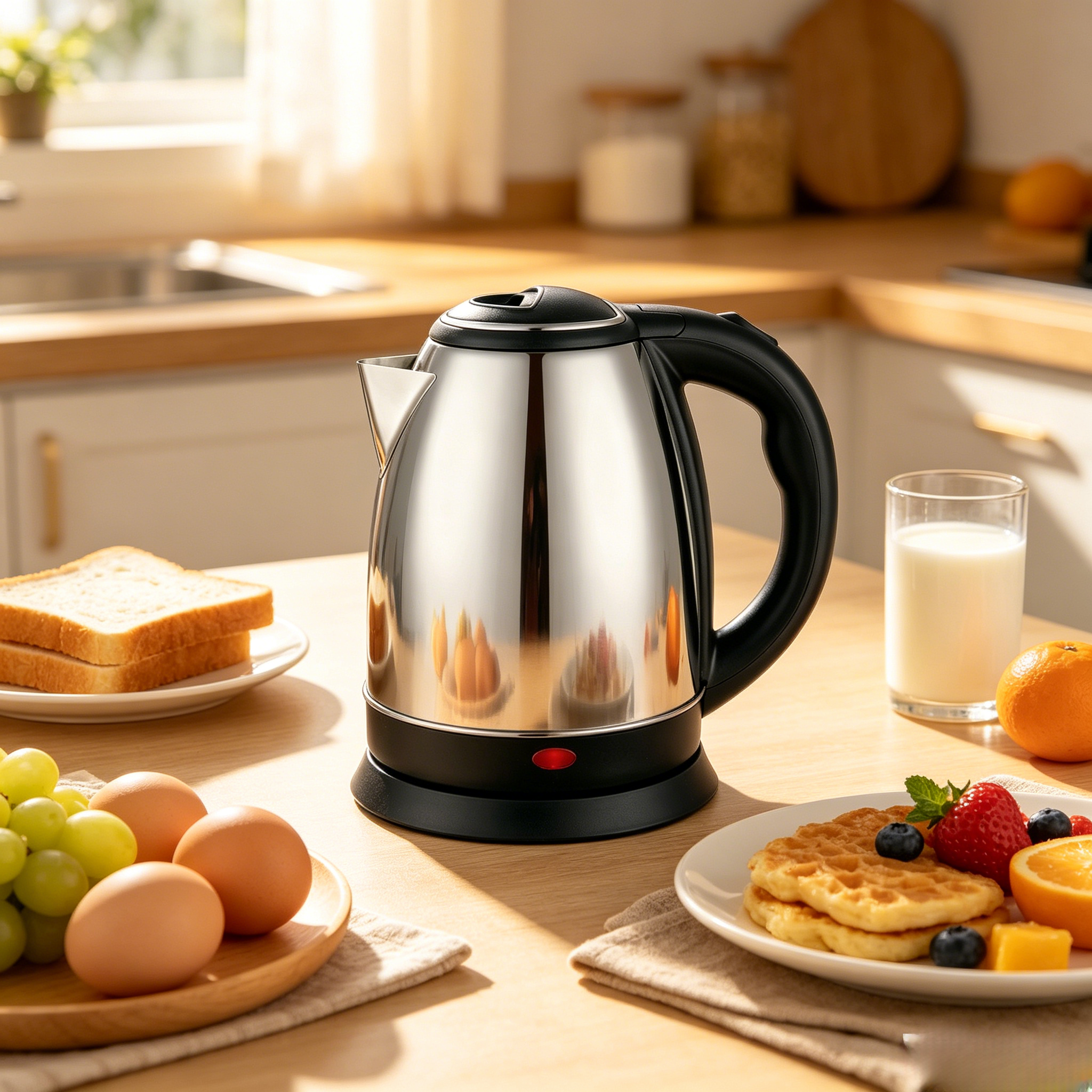 2.2L Stainless Steel Cordless Electric Kettle 1500W Fast Boil Water Boiler, Auto Shut Off & Anti Dry Protection, Anti-Splash U Spout Large Capacity Electric Water Heater for Home Kitchen Office Use