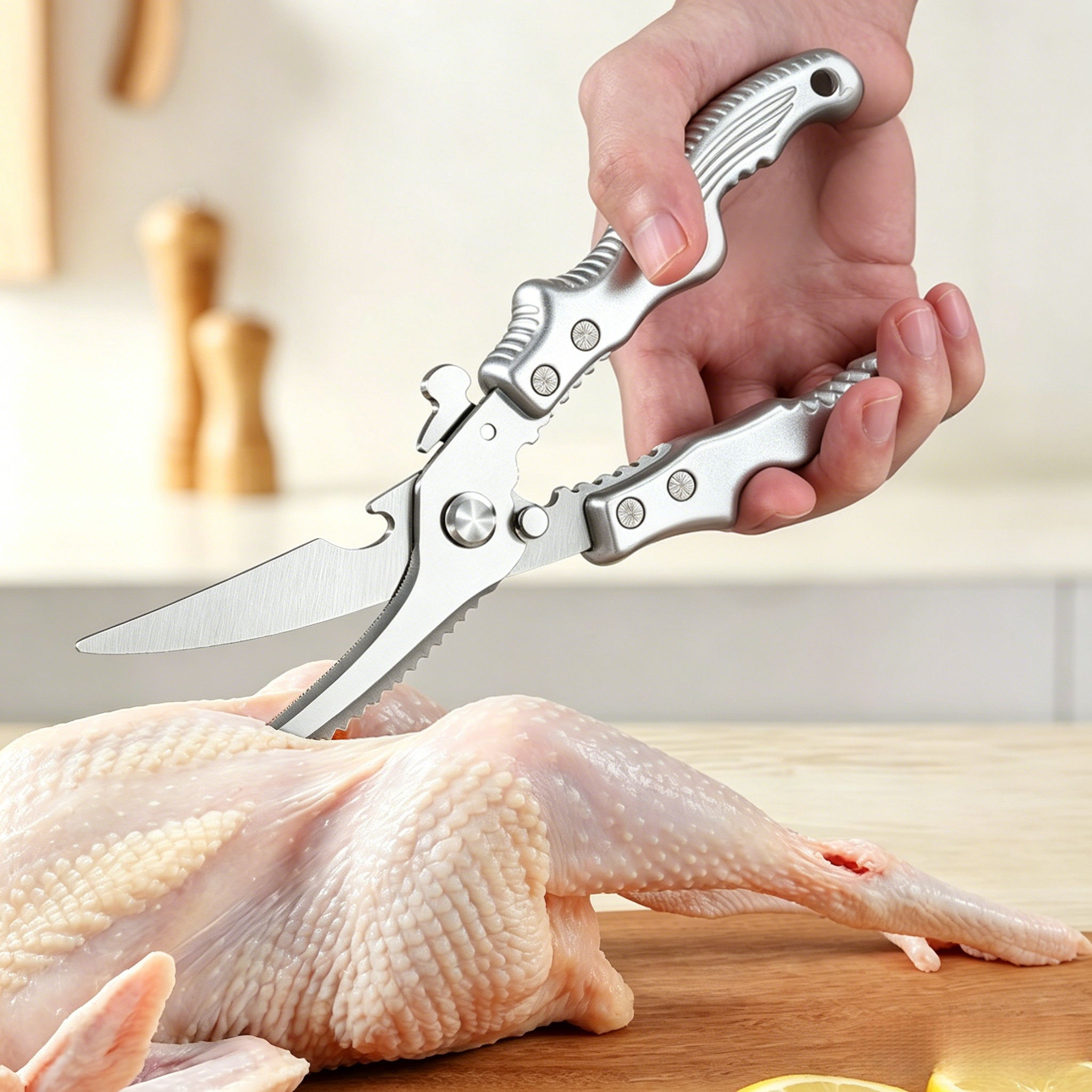 kitchen scissors, poultry scissors, bone cutting scissors, multifunctional kitchen shears, fish cutting scissors, chicken bone scissors, household kitchen cutter, food scissors, barbecue shears