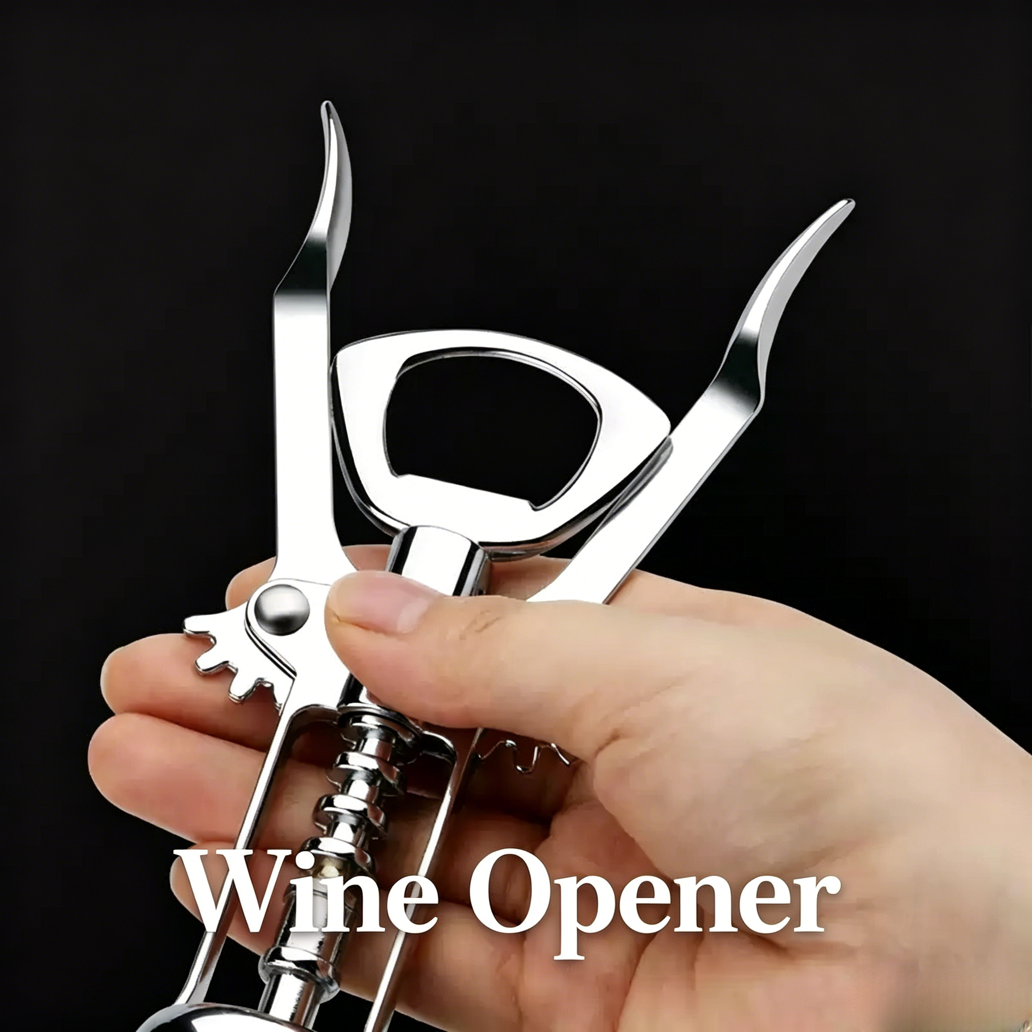 Stainless Steel Wing Corkscrew Wine & Beer Bottle Opener - Heavy Duty, Easy to Use, Ideal for Home & Bar，2-in-1 Wine & Beer Opener