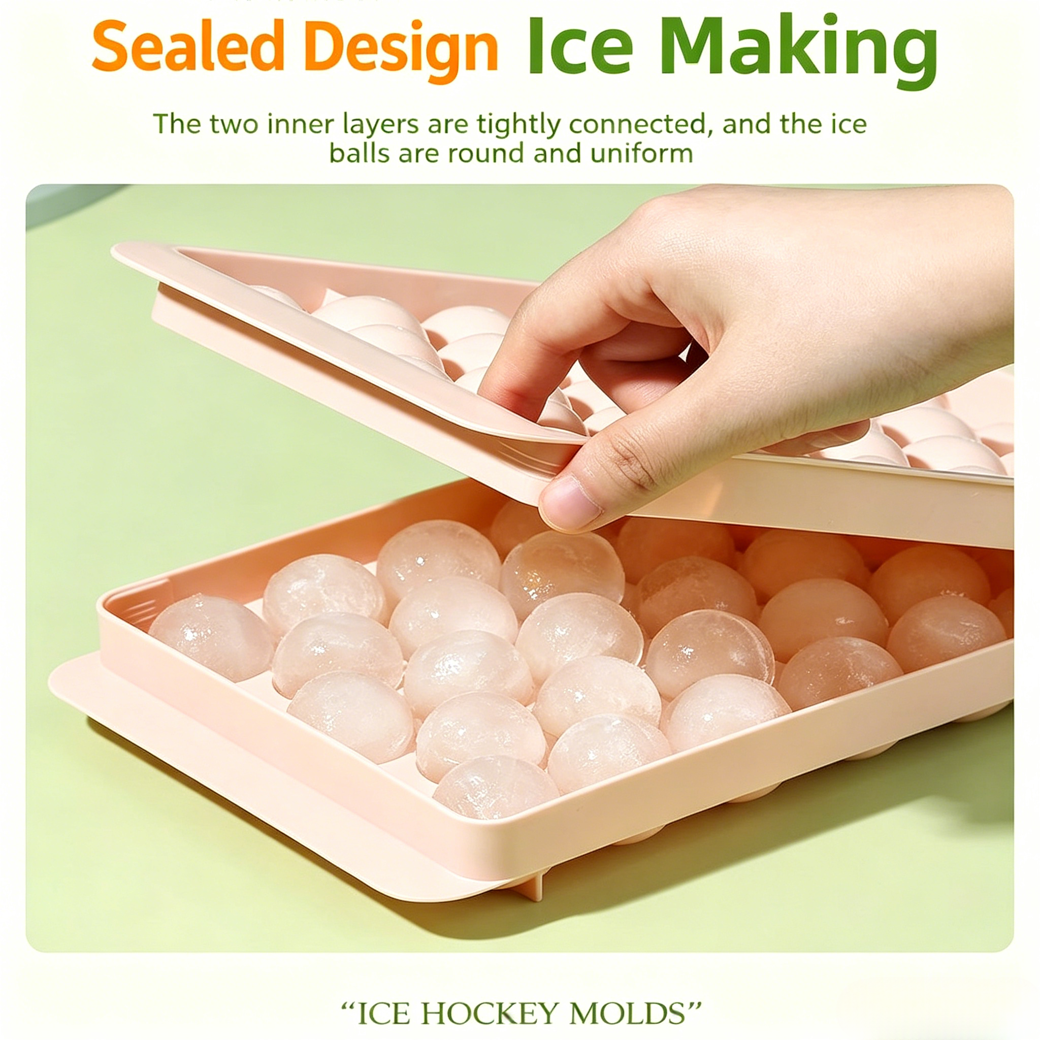 2Pcs Round Silicone Ice Cube Tray With Lid  Reusable Ice Maker Mold For Home Kitchen