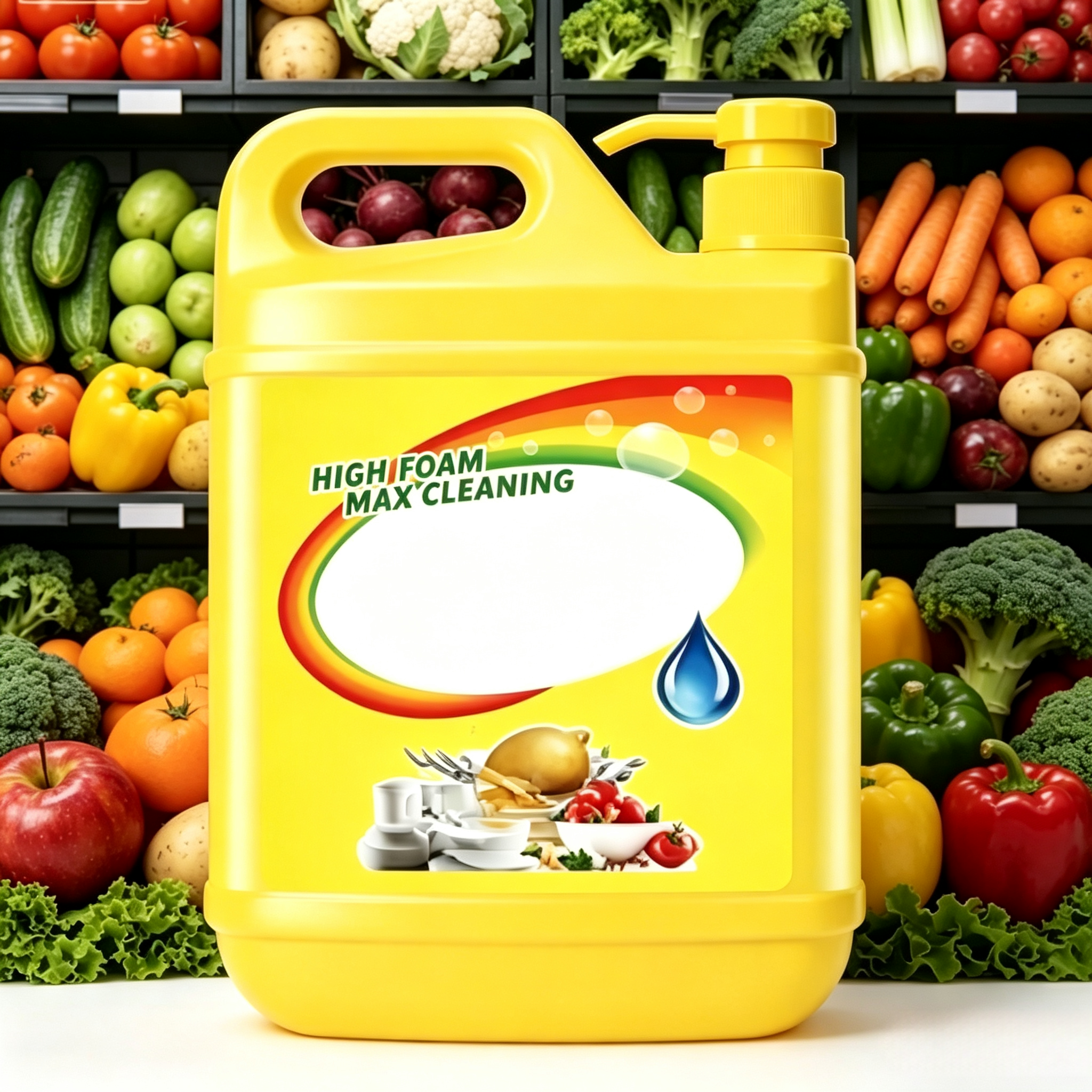 1.5L Lemon Dishwashing Liquid Bottle, Kitchen Dish Soap for Oil Stain Remover, Home Use Dish Cleaner