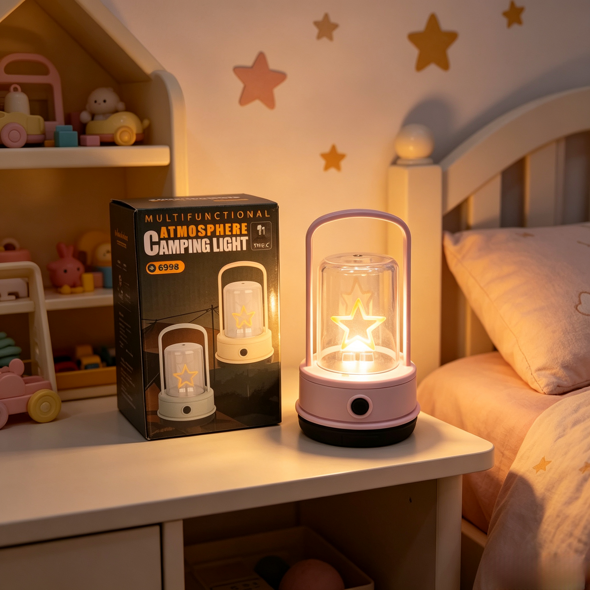 Portable Handheld LED Camping Lantern USB Rechargeable Mini Night Light Romantic Ambient Lamp Creative Bedside Table Lamp For Tent Camping Power Cut Emergency Hiking Safari Home Decor