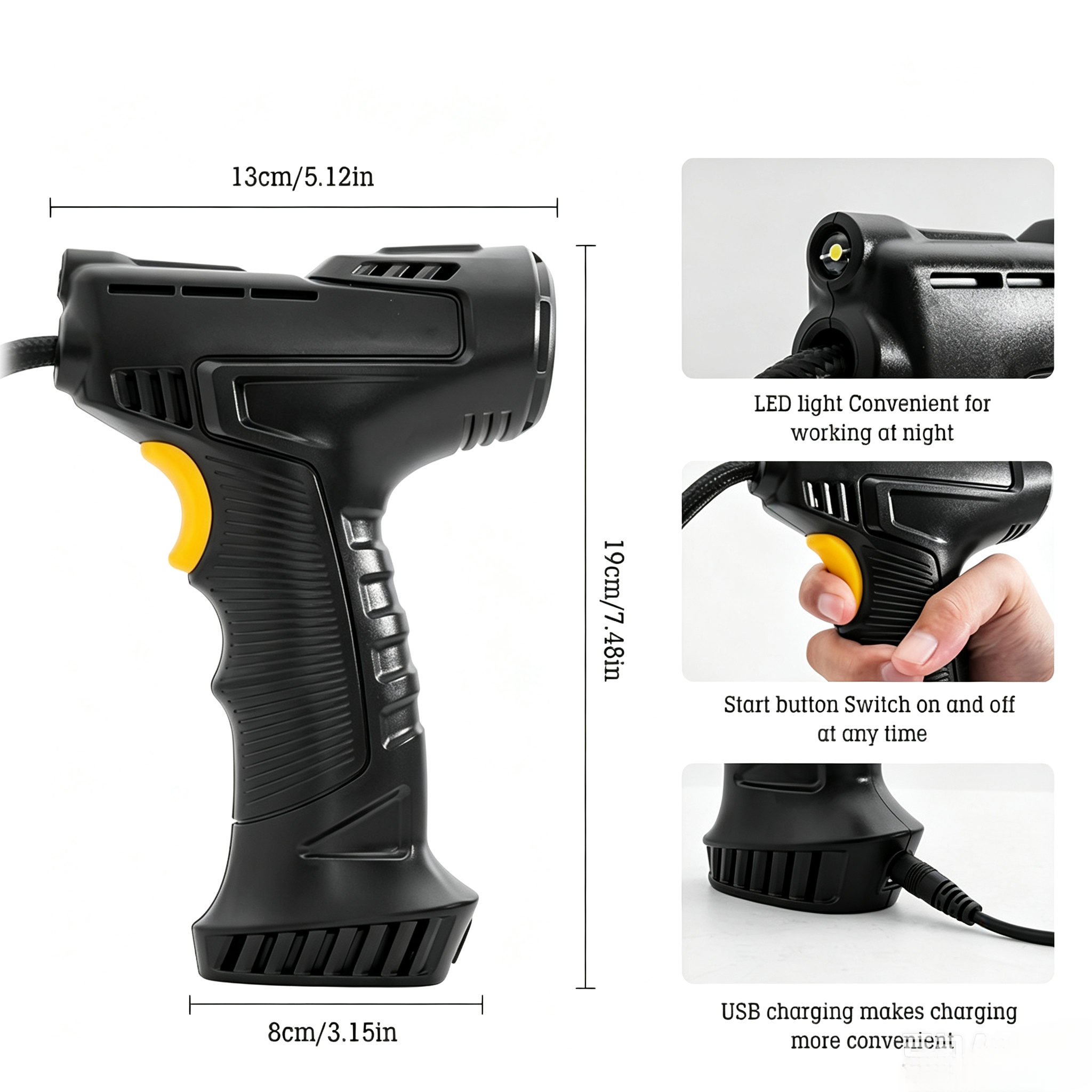 Wireless Car Air Compressor Portable Tire Inflator Air Pump, Multifunctional Power Bank Portable Charger, Digital Electric Tyre Pump with LED Light for Auto Motorcycle Bicycle Boat Balls Inflatable
