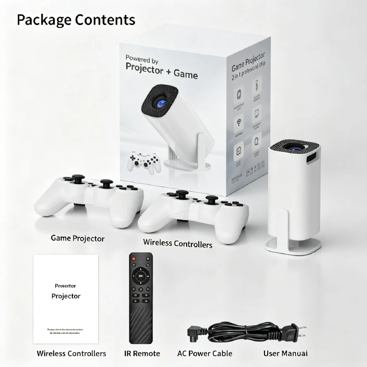 P30 Portable Smart Projector HD Wireless Screen Mirroring Home Cinema Projector For Wall Projection With 2 Game Controllers