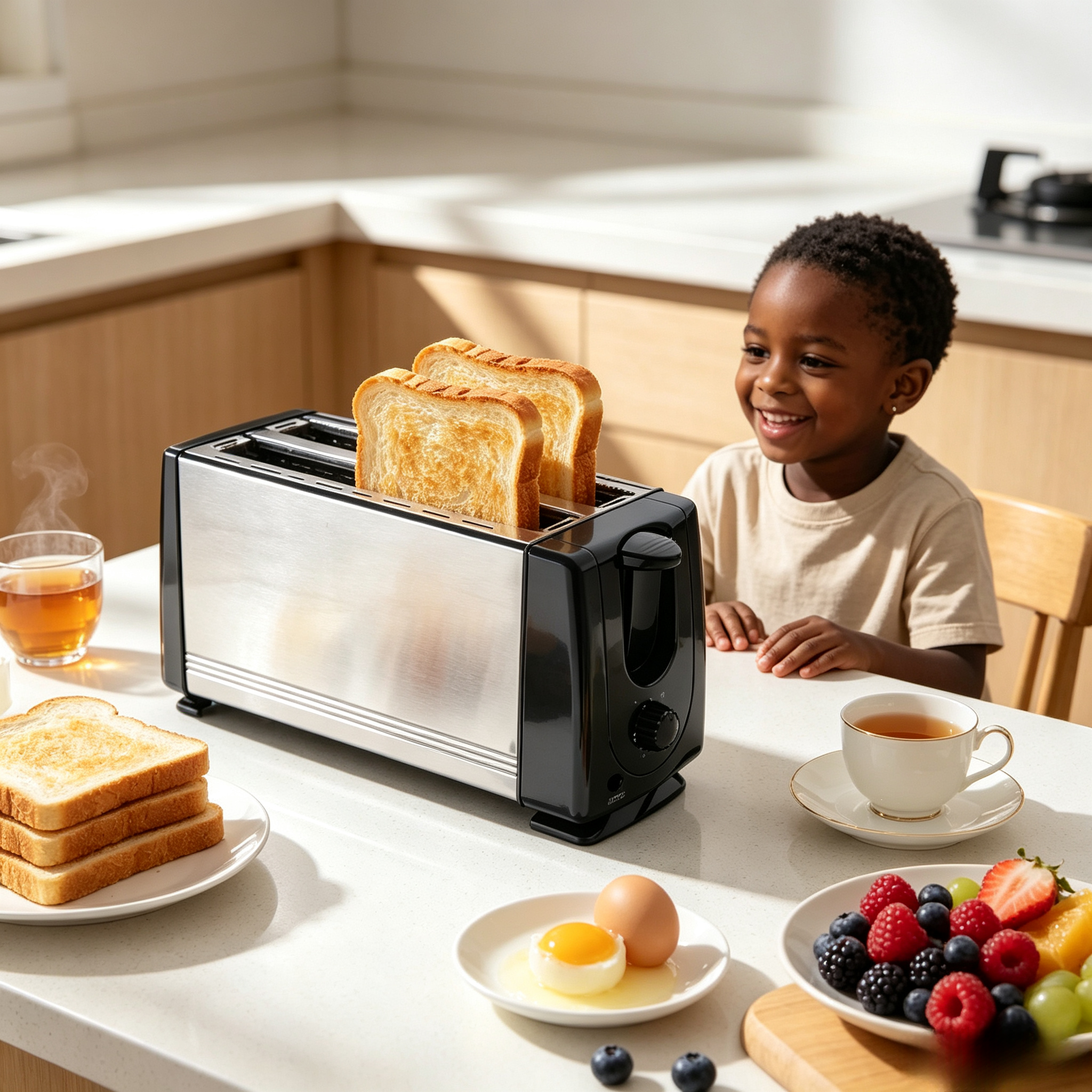 2 Slot Electric Bread Toaster, Non-Stick Sandwich Maker Machine, Automatic Breakfast Toaster for Home Kitchen bread toaster、toaster machine、sandwich maker、breakfast maker、electric toaster