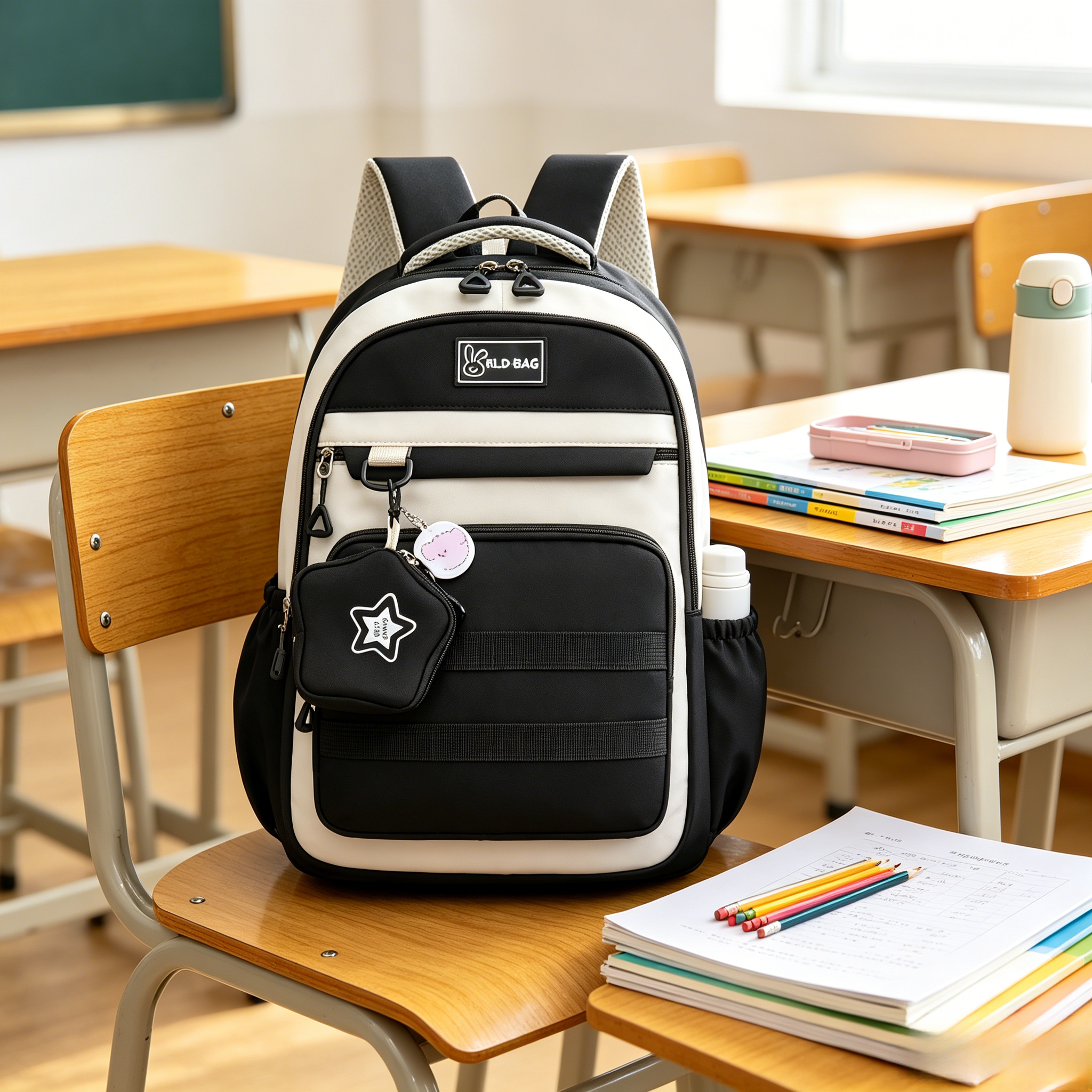 Large Capacity School Backpack , Fashion Casual Daily Commute Bag, Lightweight Waterproof Travel Backpack, Multi Pocket  Business Trip Outdoor Daypack With Detachable Mini Coin Purse
