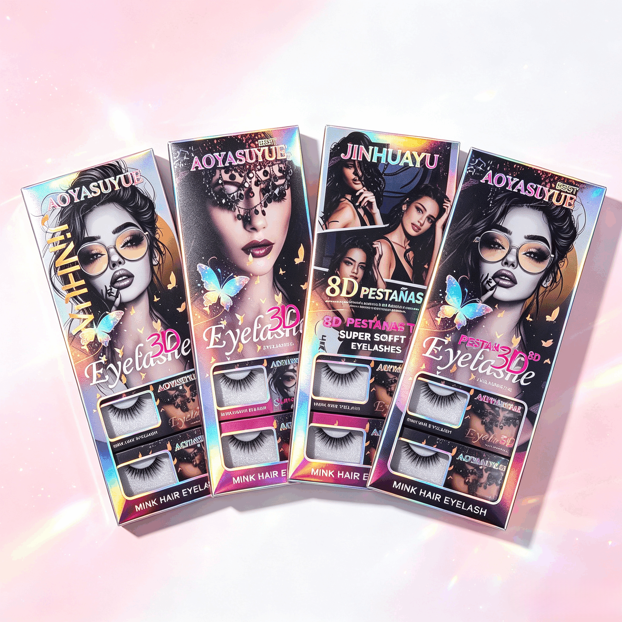 4 Pairs 8D Fluffy Wispy Mink False Eyelashes, Super Soft Natural Volume Eye Lashes for Daily Makeup Party view 4