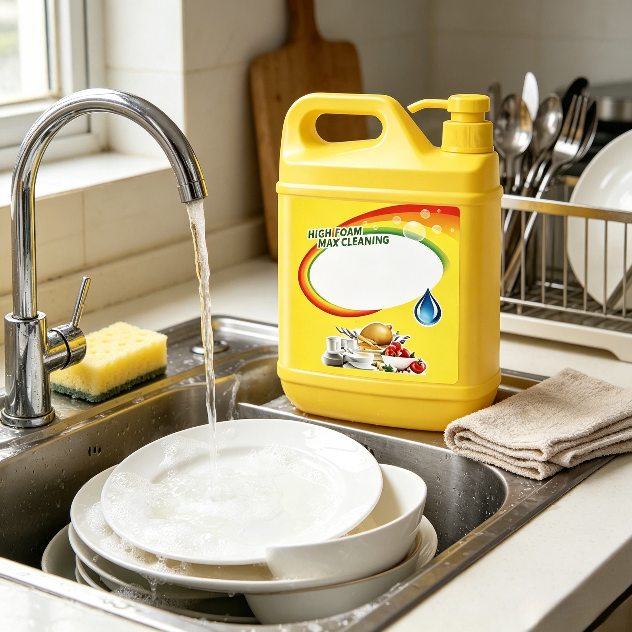 1.5L Lemon Dishwashing Liquid Bottle, Kitchen Dish Soap for Oil Stain Remover, Home Use Dish Cleaner