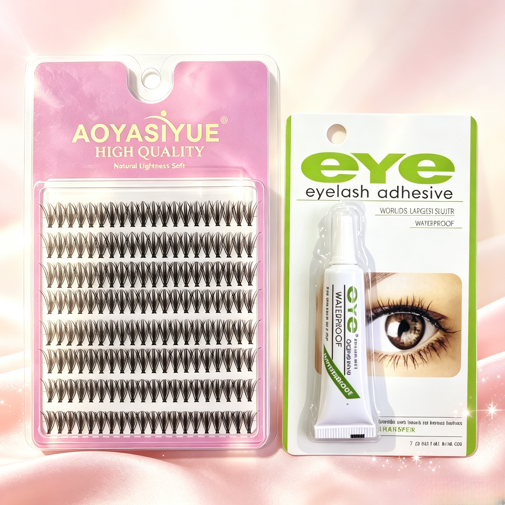 DIY Segmented false eyelash set, large capacity dense single cluster of false eyelashes 8/10/11/12/13cm Curly Mink False Eyelashes, Soft Lightweight Volume Lashes,Give away eyelash glue