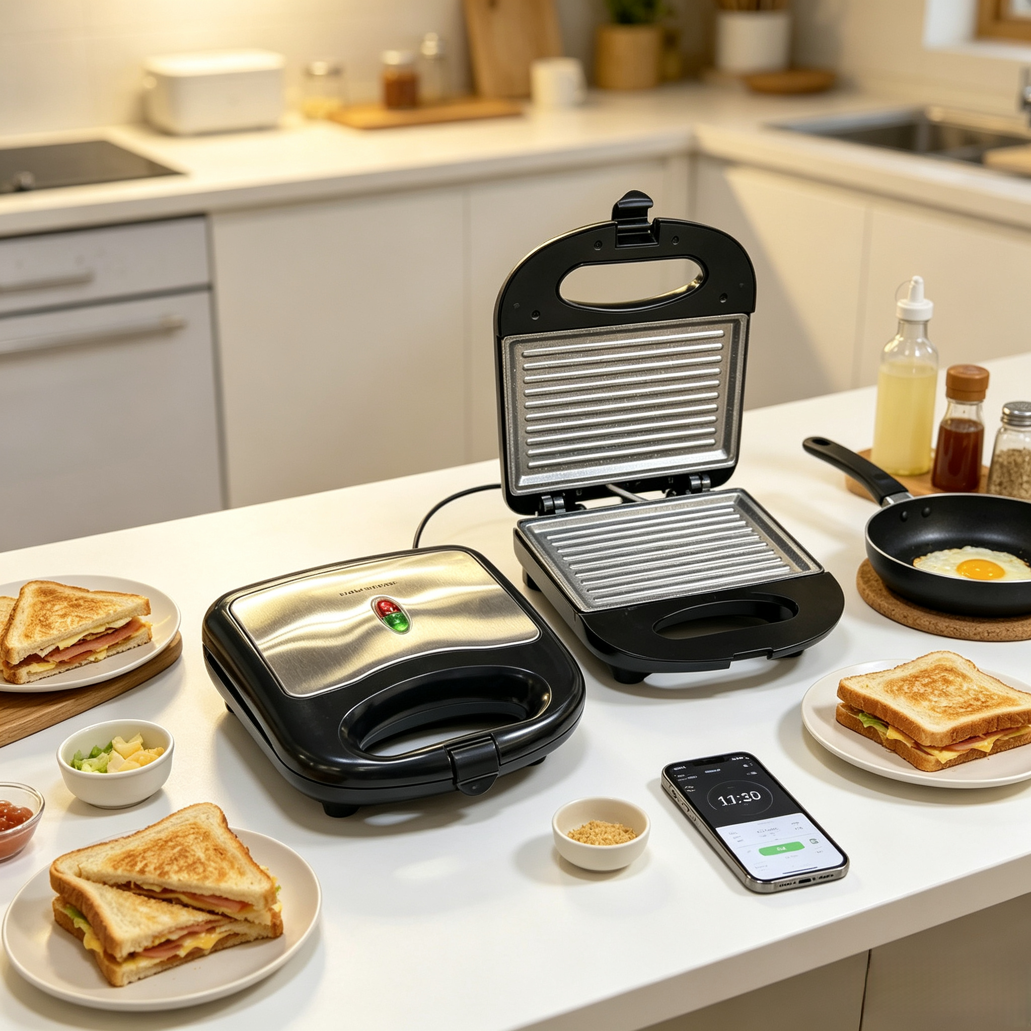 Non-Stick Panini Press Grill, 2 Slice Sandwich Panini Maker, Electric Breakfast Panini Press Machine for Home Kitchen, Toasts Bacon Beef Cheese Griller,Panini press grill