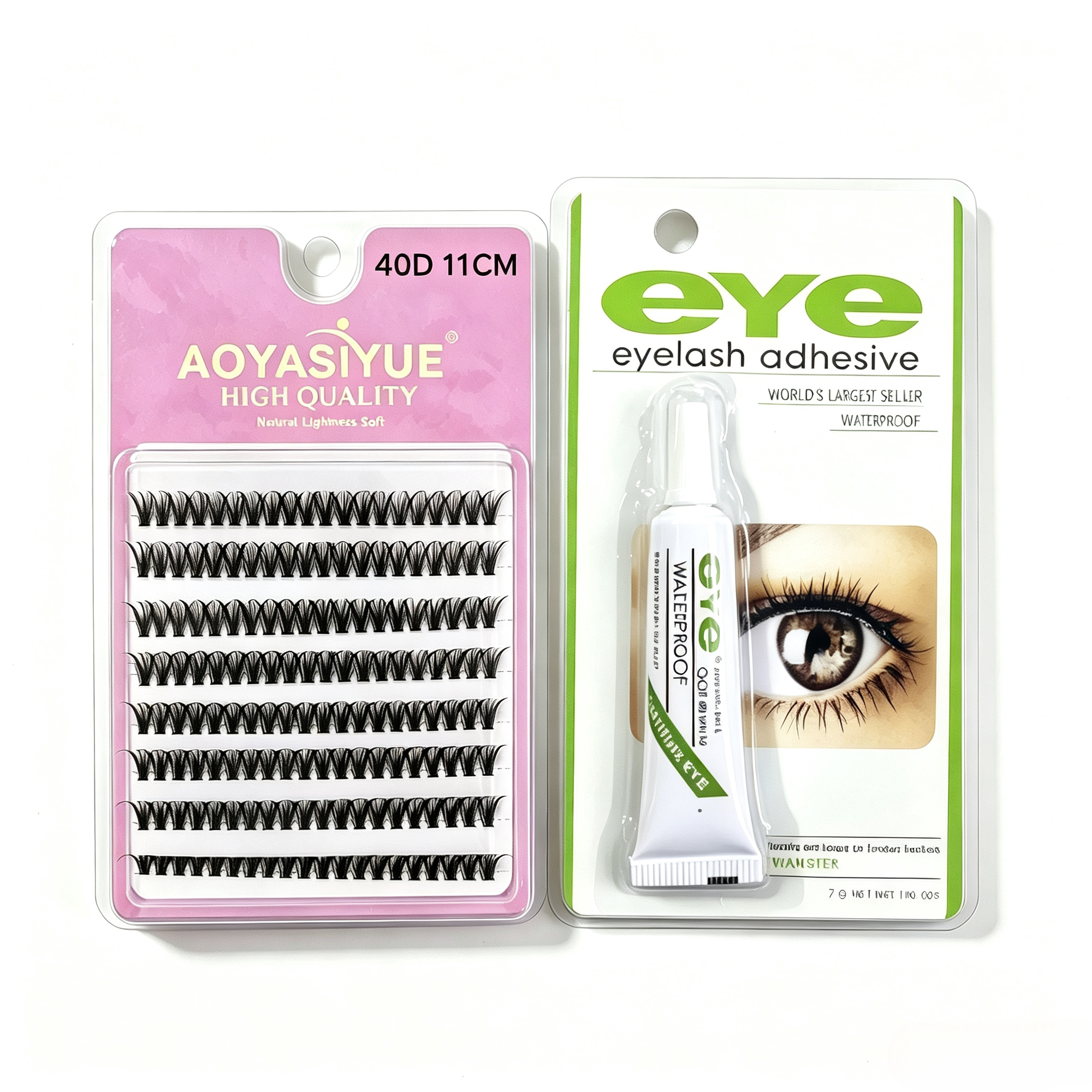 Segmented false eyelash set, large capacity dense single cluster of false eyelashes 8/10/12/14cm Curly Mink False Eyelashes, Soft Lightweight Volume Lashes,Give away eyelash glue view 8