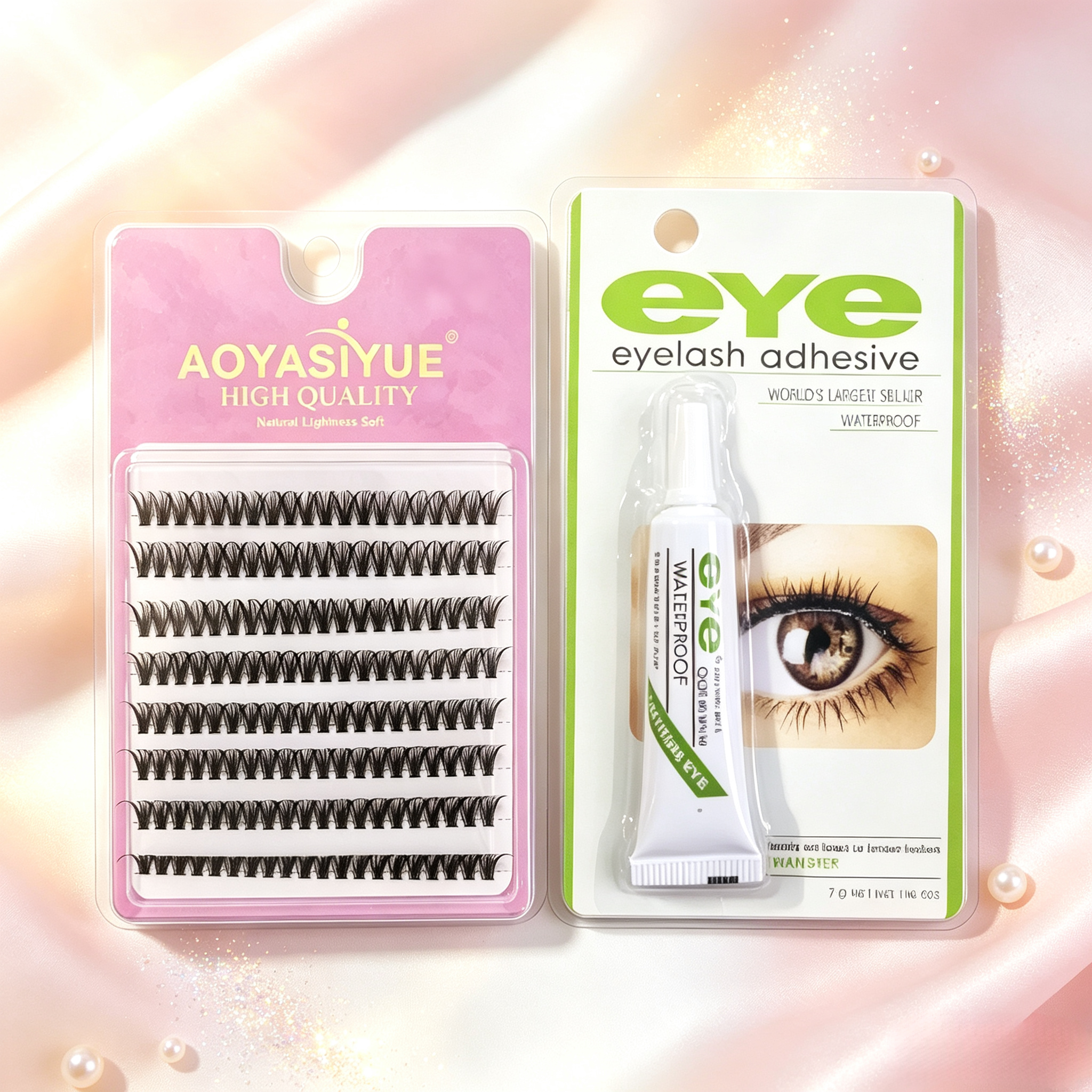 Segmented false eyelash set, large capacity dense single cluster of false eyelashes 8/10/12/14cm Curly Mink False Eyelashes, Soft Lightweight Volume Lashes,Give away eyelash glue