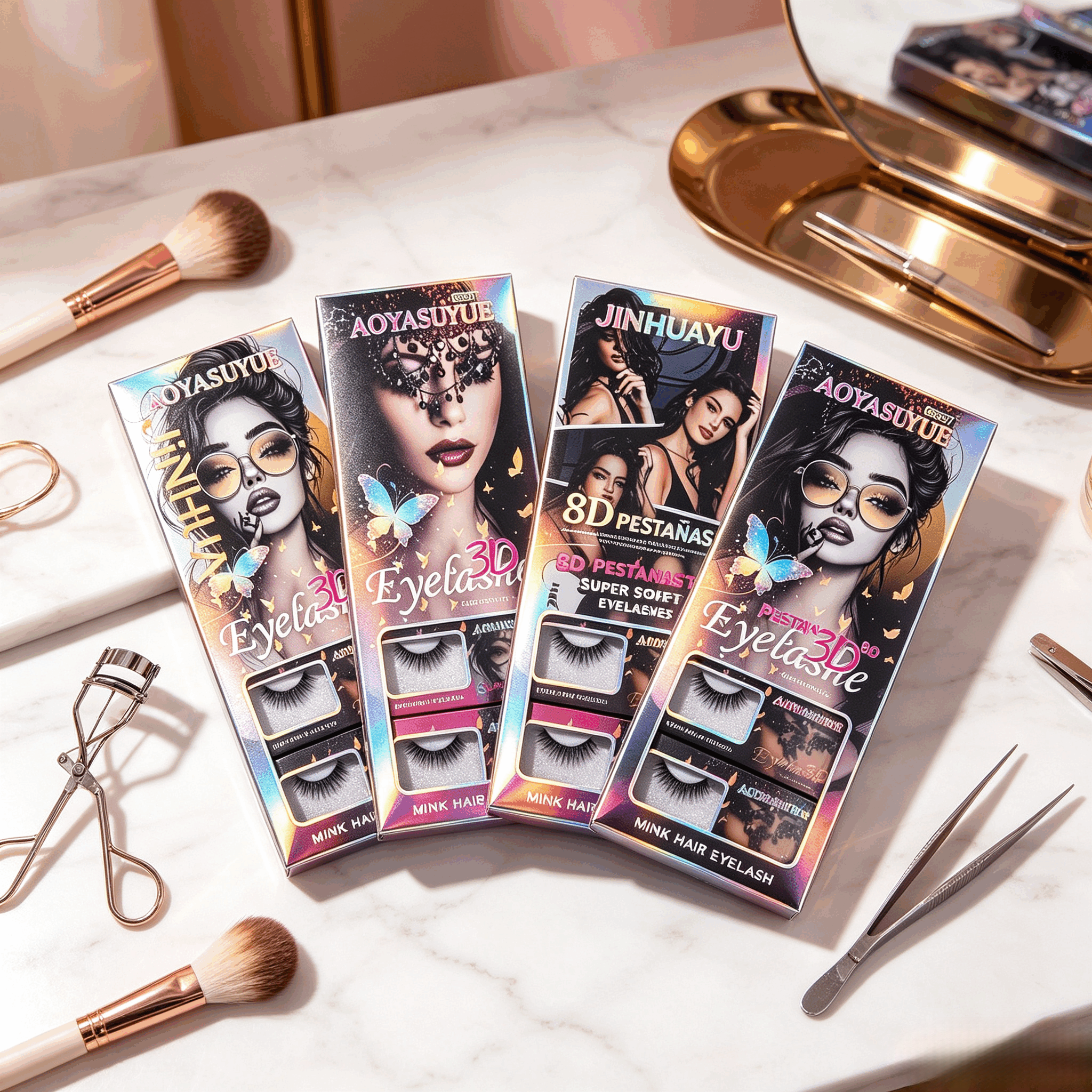 4 Pairs 8D Fluffy Wispy Mink False Eyelashes, Super Soft Natural Volume Eye Lashes for Daily Makeup Party view 3