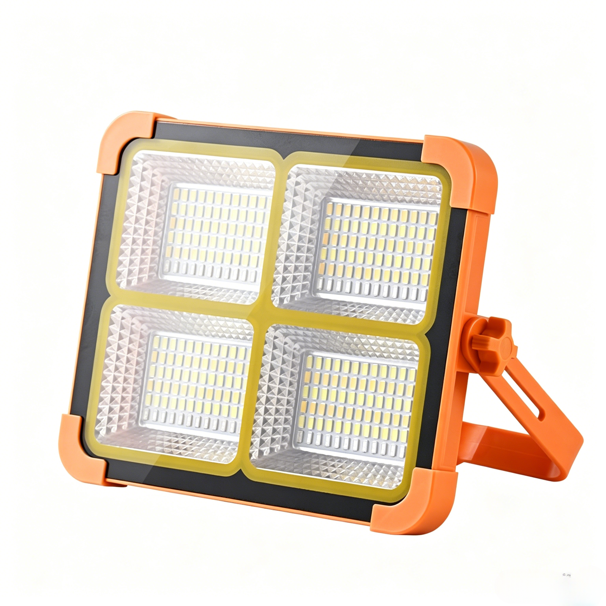 Rechargeable Portable Solar LED Work Light Stepless Brightness Flood Light for Job Site Garage Camping Emergency Home Outdoor Lighting