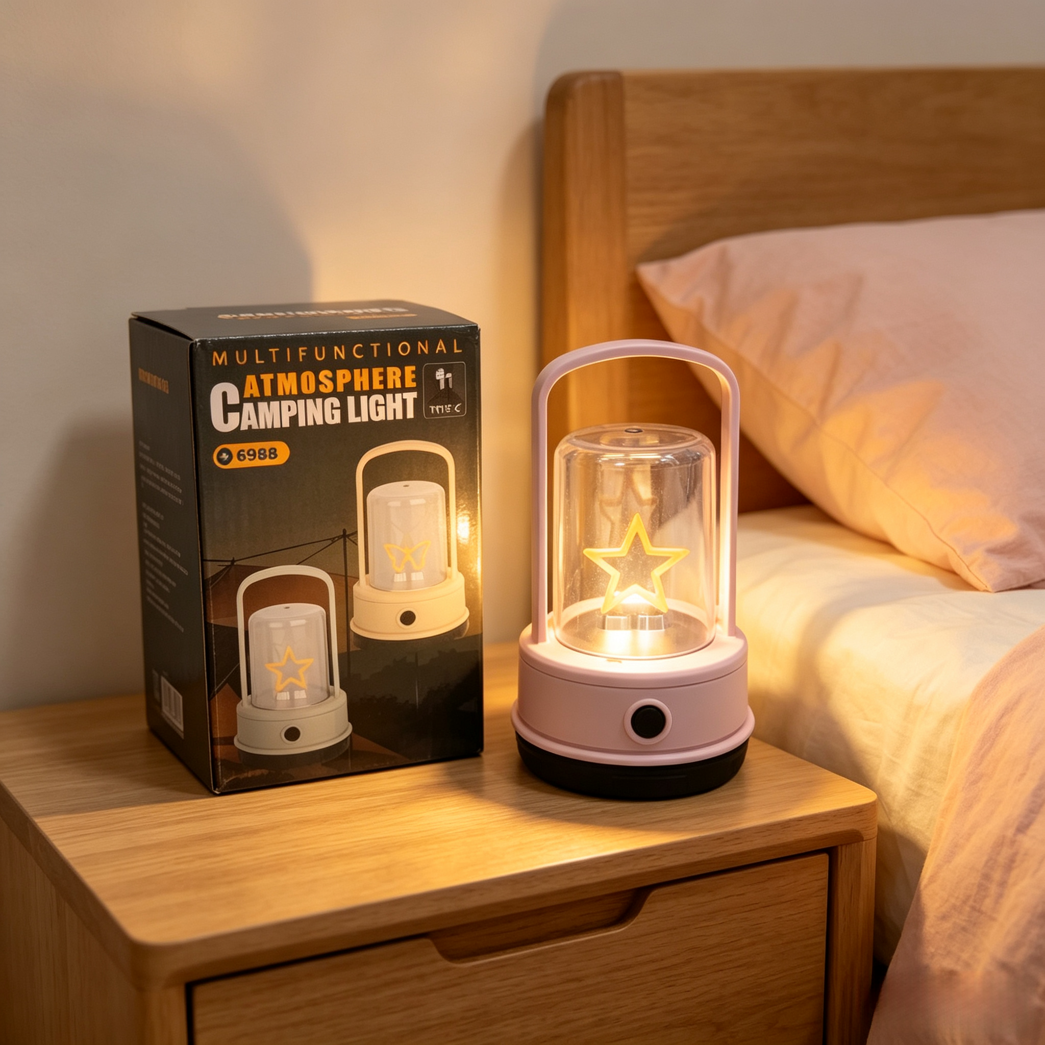 Portable Handheld LED Camping Lantern USB Rechargeable Mini Night Light Romantic Ambient Lamp Creative Bedside Table Lamp For Tent Camping Power Cut Emergency Hiking Safari Home Decor