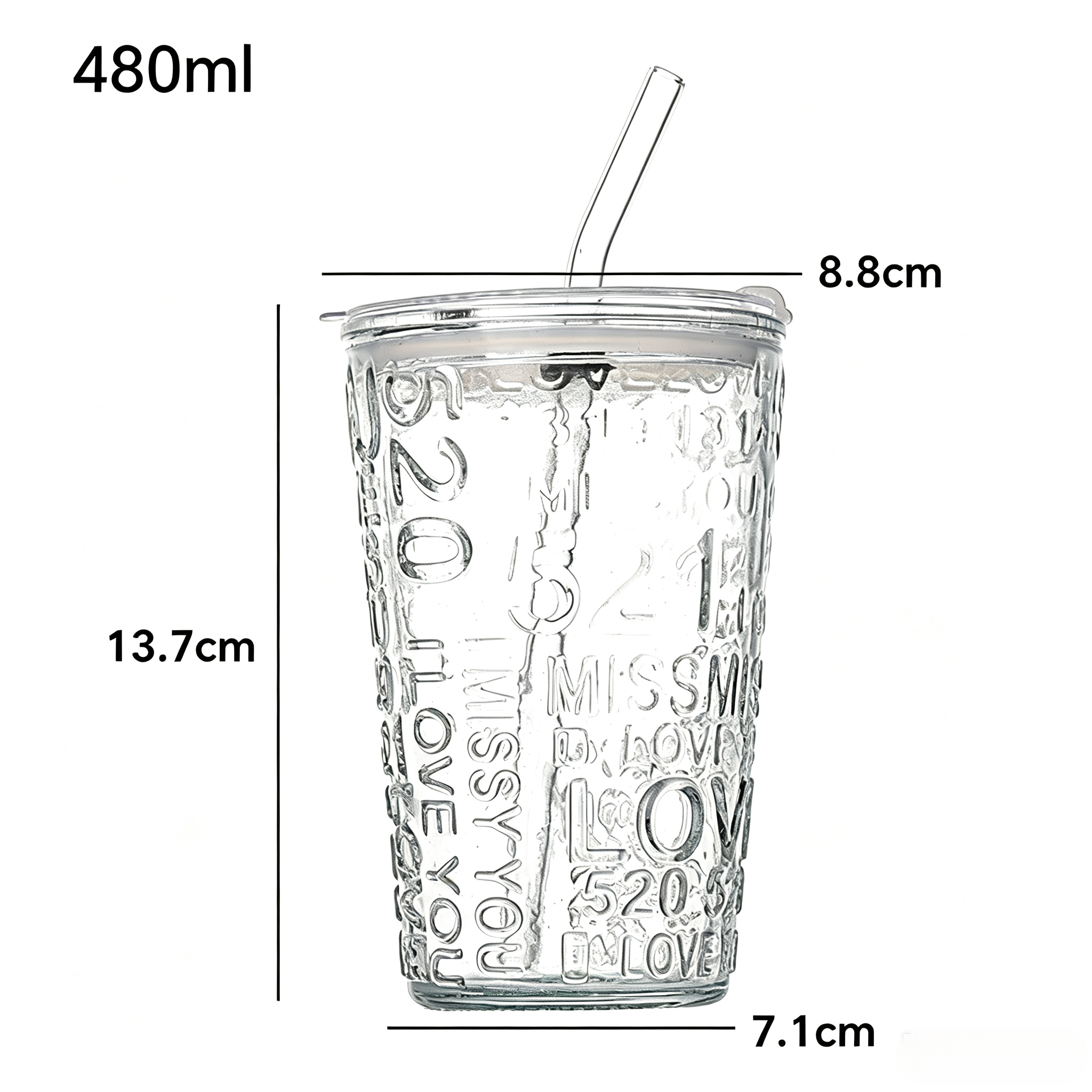 Glass tumbler, glass water cup with straw and lid, portable drinking cup, milk tea glass cup, juice cup,  office drinking mug, reusable glass cup,  cold drink cup,Giving gifts: Eternal love