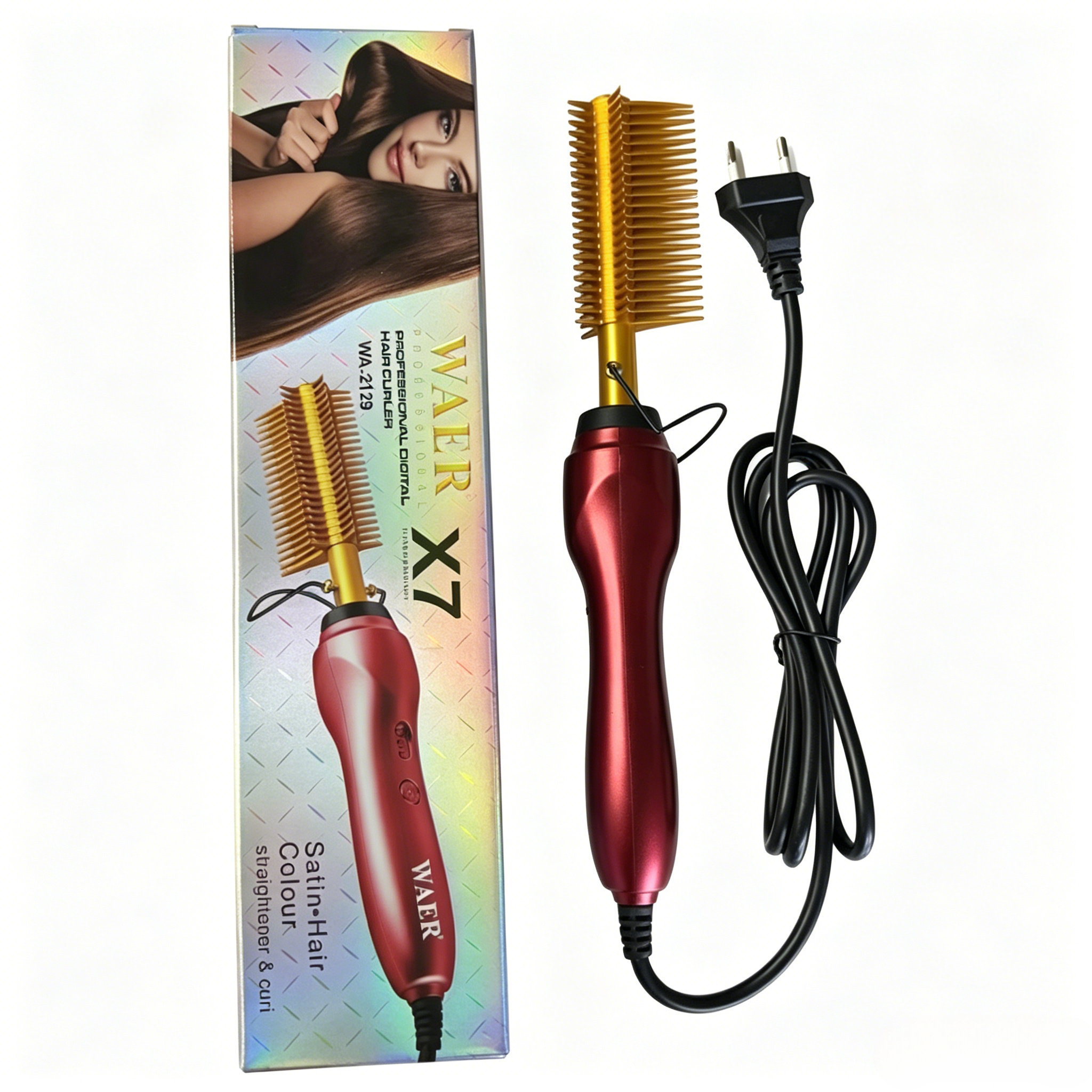 Electric hair straightener comb、wet dry hair curler、2 in 1 hair styling tool、hot comb for human hair wigs、fast heat hair brush、hair straightener