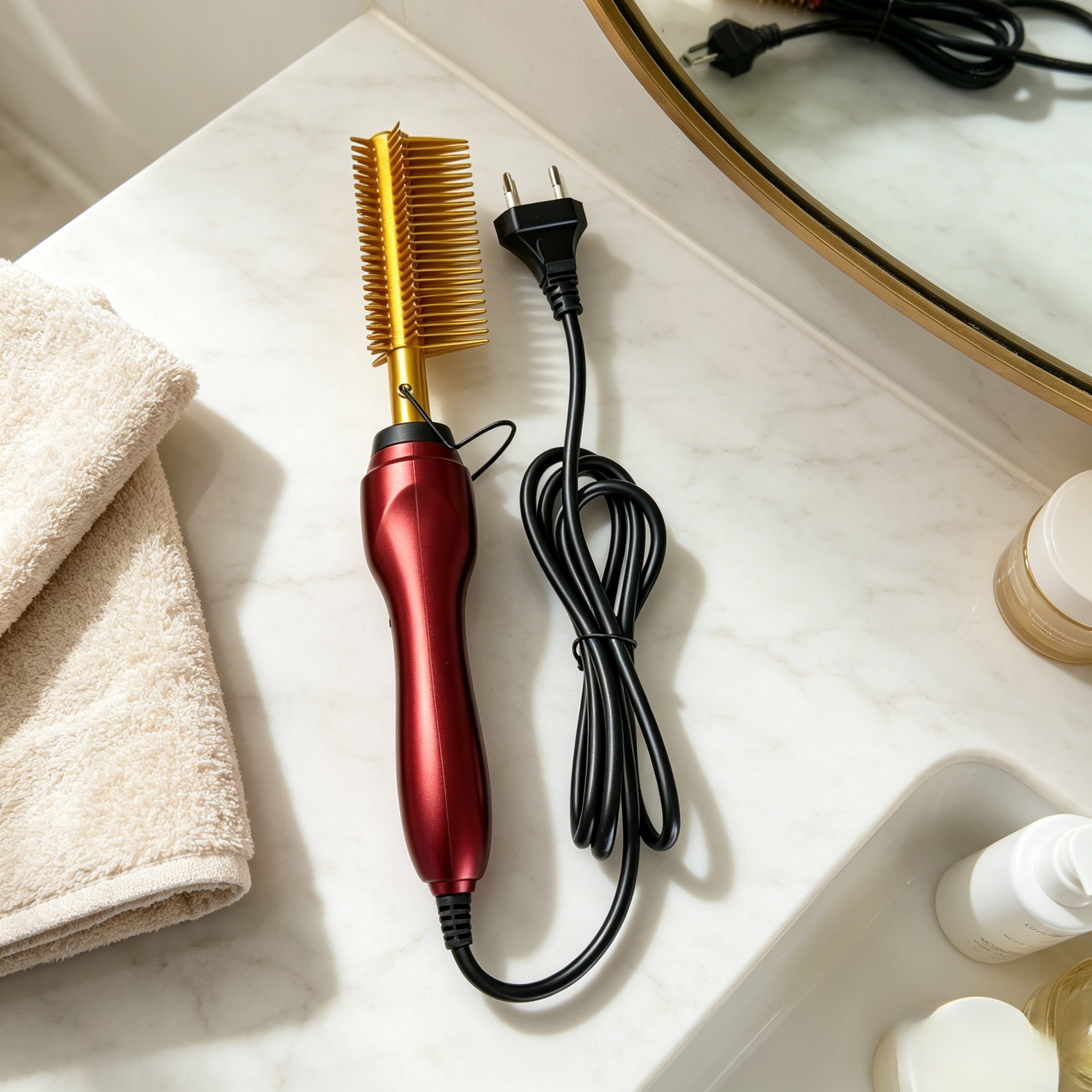 Electric hair straightener comb、wet dry hair curler、2 in 1 hair styling tool、hot comb for human hair wigs、fast heat hair brush、hair straightener
